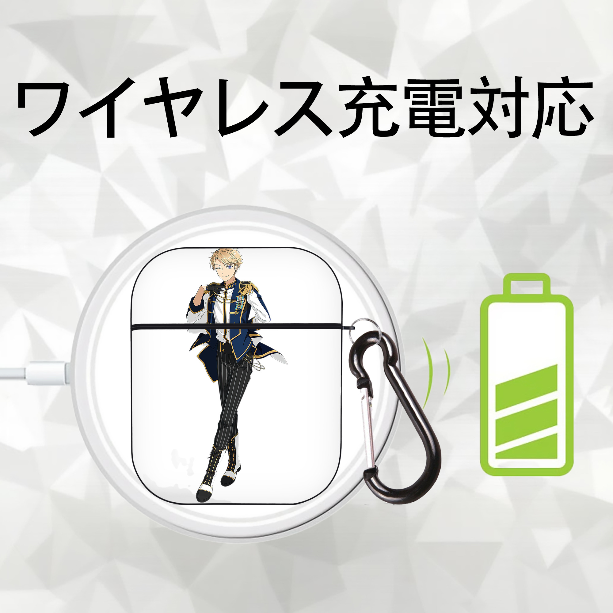 あんさんぶるスターズ! Ensemble Stars AirPods 第2世代保護ケース ハードシェル ブラック 耐衝撃・防指紋・カラビナ付き