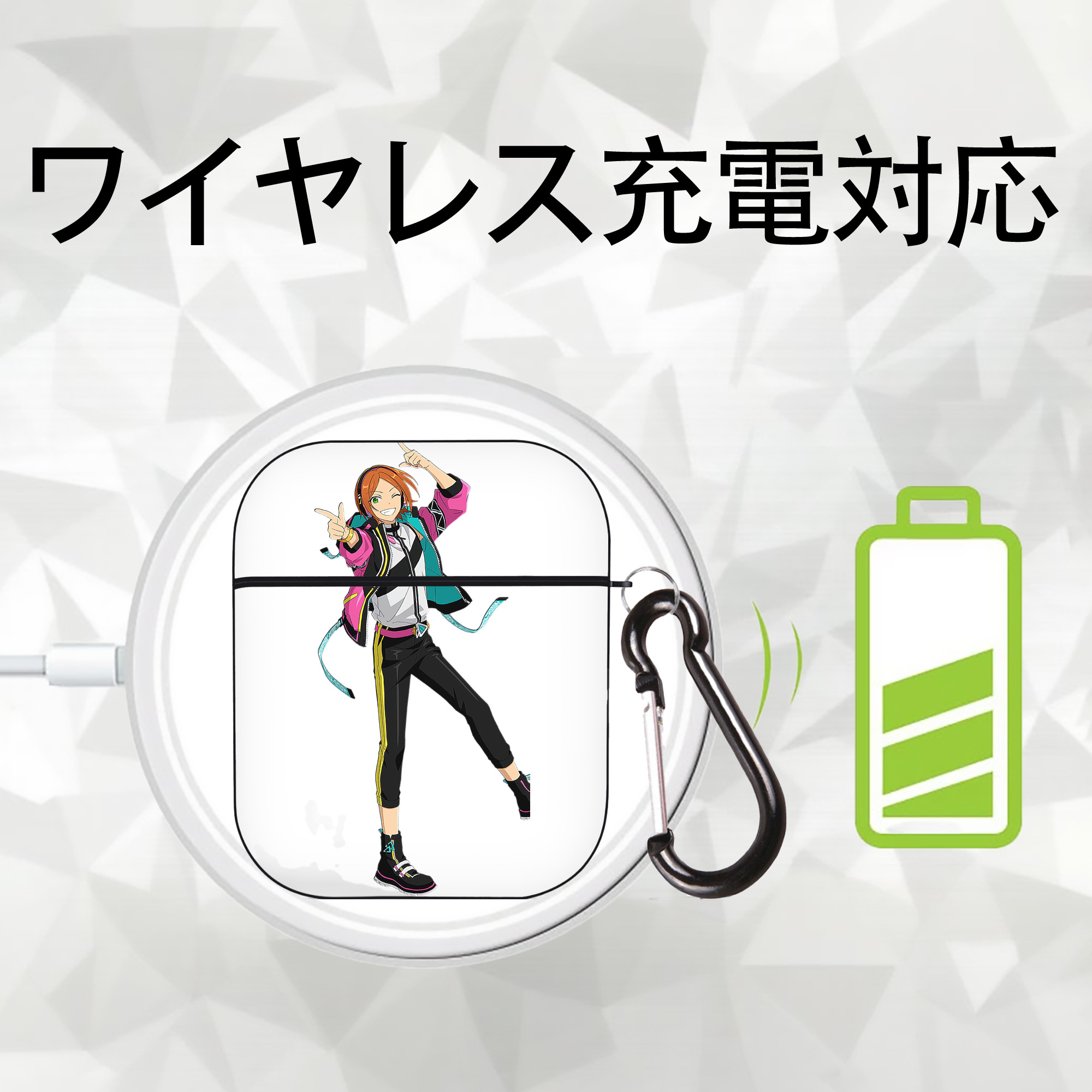 あんさんぶるスターズ! Ensemble Stars AirPods 第2世代保護ケース ハードシェル ブラック 耐衝撃・防指紋・カラビナ付き