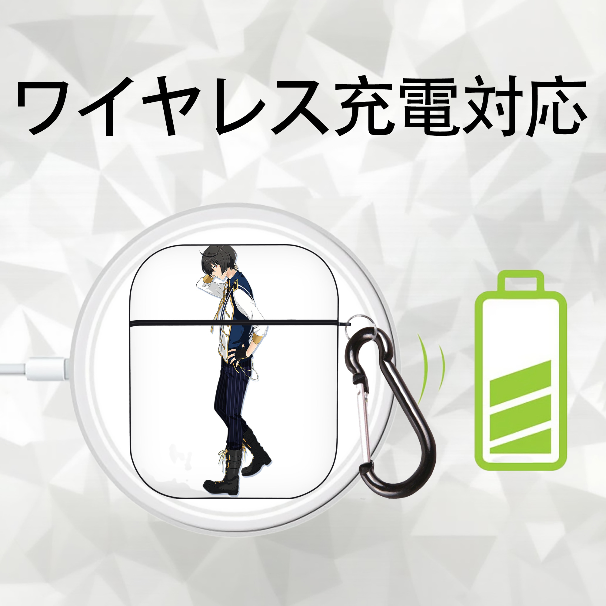 あんさんぶるスターズ! Ensemble Stars AirPods 第2世代保護ケース ハードシェル ブラック 耐衝撃・防指紋・カラビナ付き