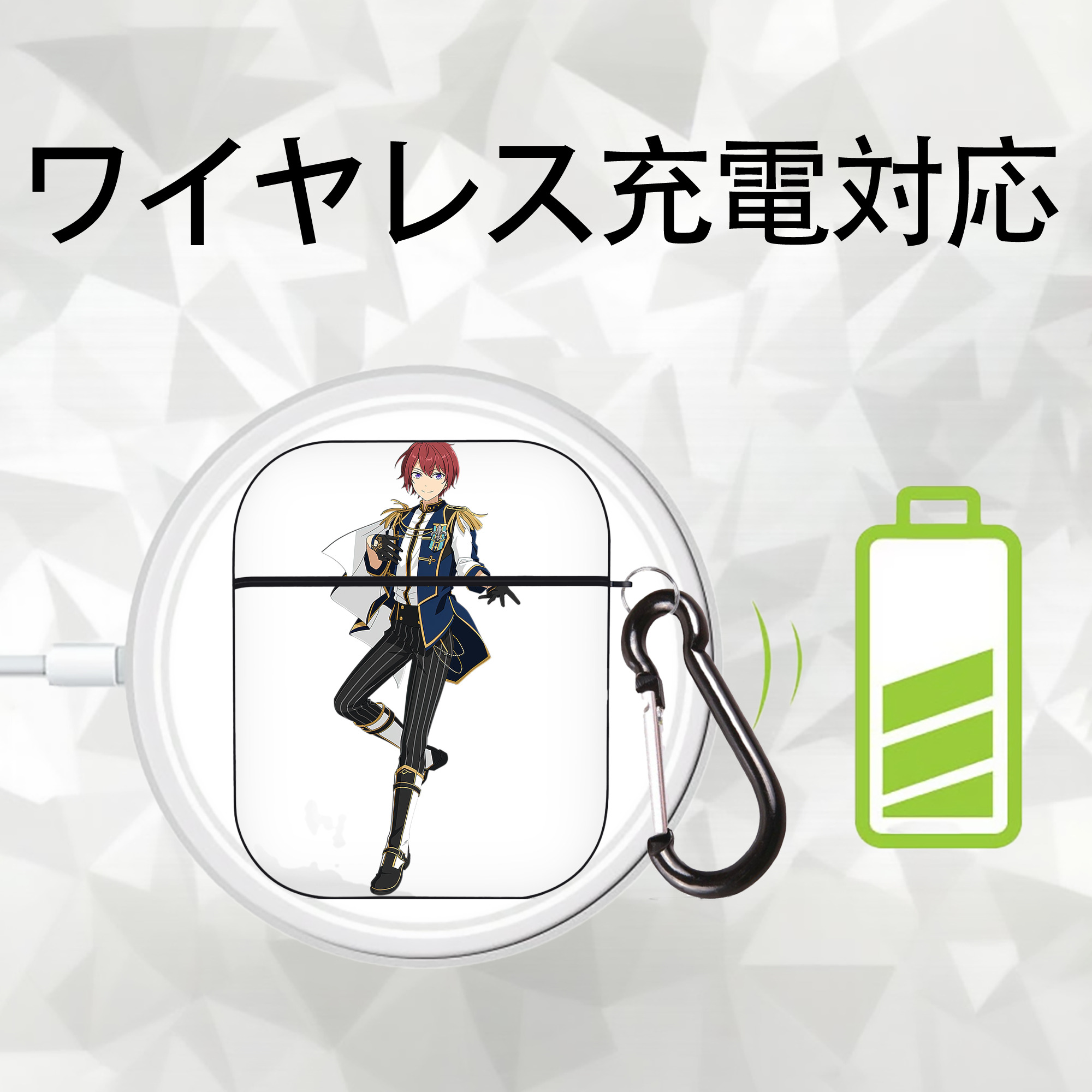 あんさんぶるスターズ! Ensemble Stars AirPods 第2世代保護ケース ハードシェル ブラック 耐衝撃・防指紋・カラビナ付き