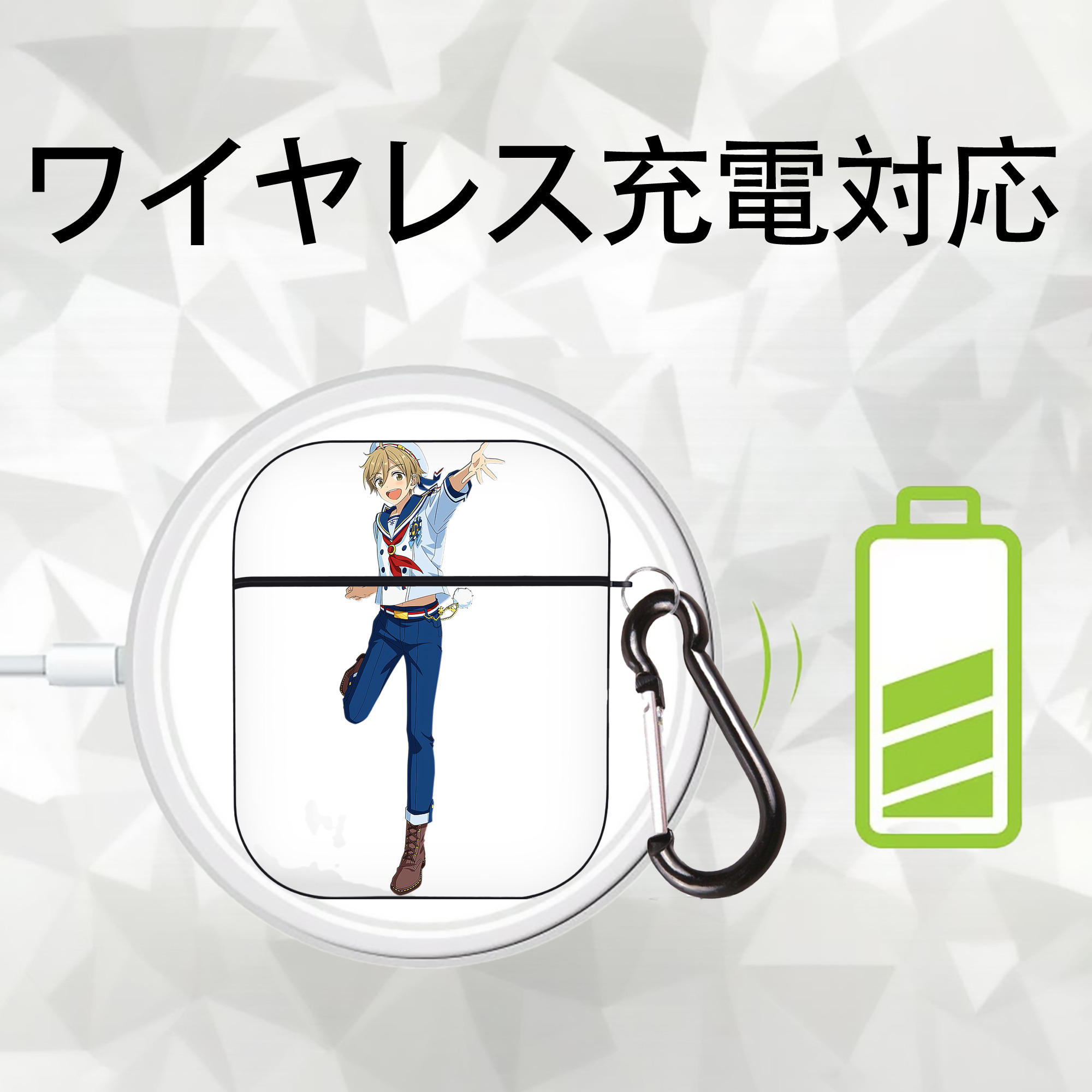 あんさんぶるスターズ! Ensemble Stars AirPods 第2世代保護ケース ハードシェル ブラック 耐衝撃・防指紋・カラビナ付き