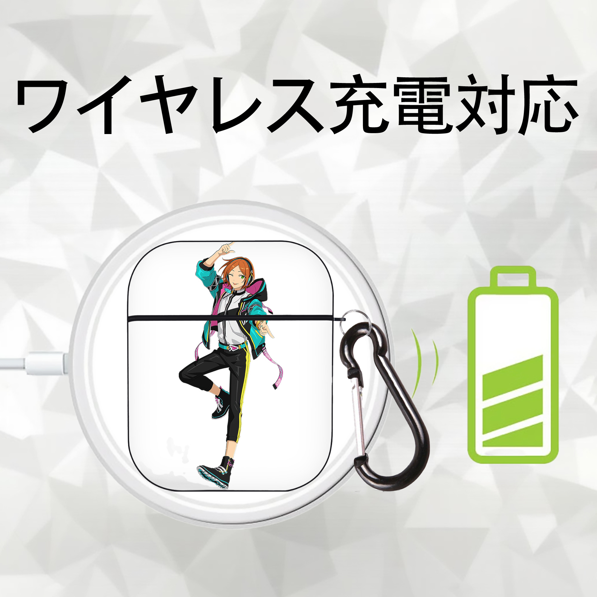 あんさんぶるスターズ! Ensemble Stars AirPods 第2世代保護ケース ハードシェル ブラック 耐衝撃・防指紋・カラビナ付き