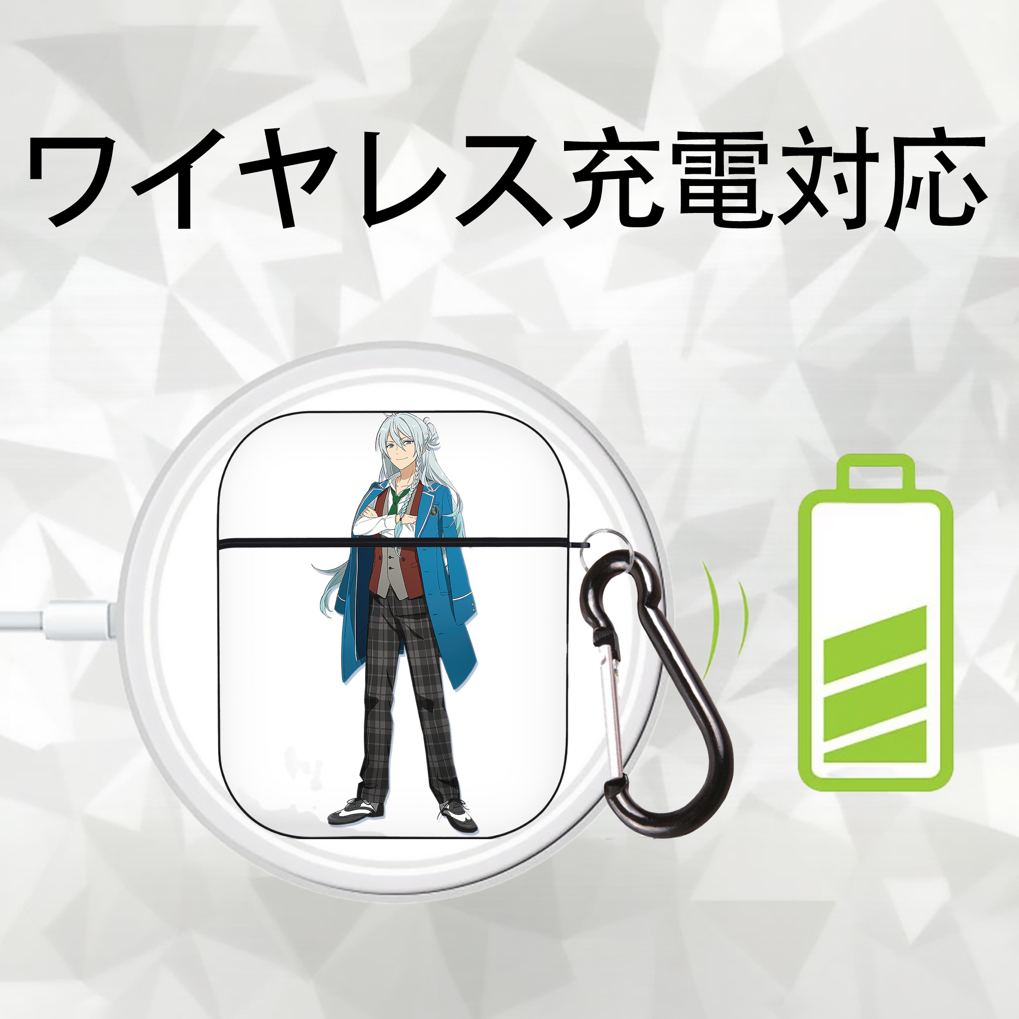 あんさんぶるスターズ! Ensemble Stars AirPods 第2世代保護ケース ハードシェル ブラック 耐衝撃・防指紋・カラビナ付き