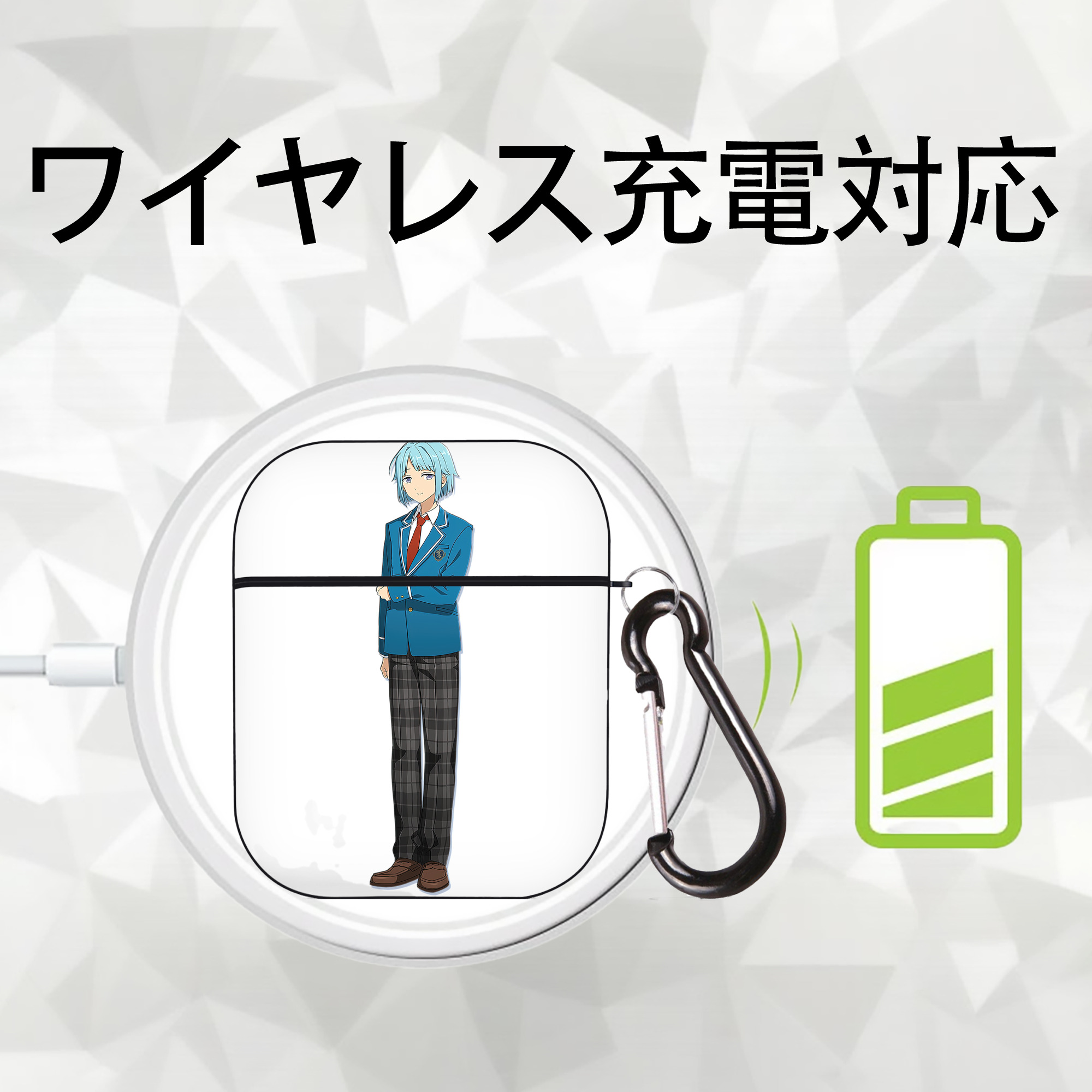 あんさんぶるスターズ! Ensemble Stars AirPods 第2世代保護ケース ハードシェル ブラック 耐衝撃・防指紋・カラビナ付き