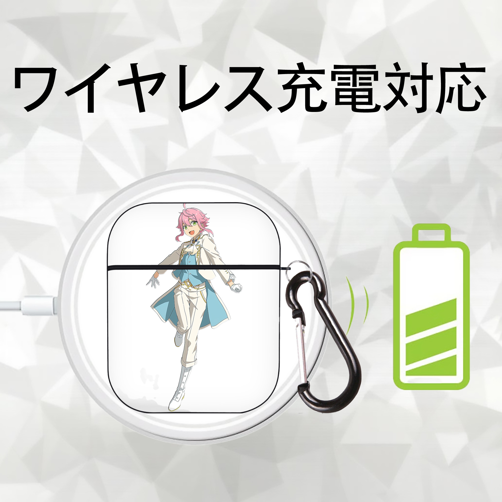 あんさんぶるスターズ! Ensemble Stars AirPods 第2世代保護ケース ハードシェル ブラック 耐衝撃・防指紋・カラビナ付き