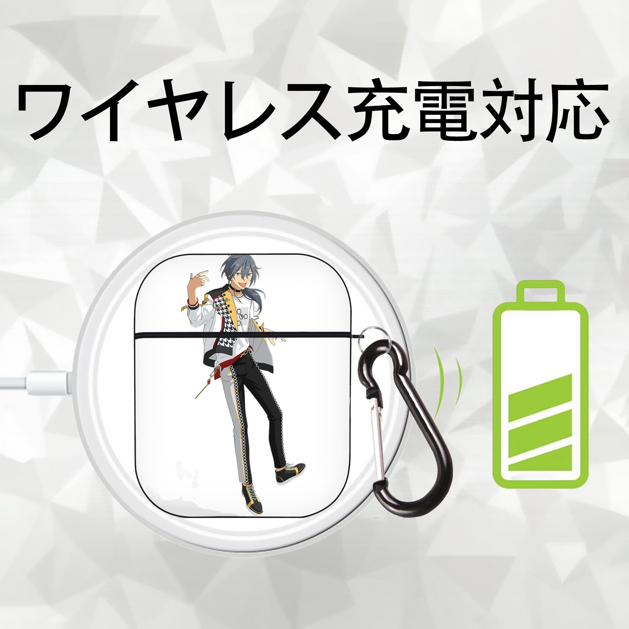 あんさんぶるスターズ! Ensemble Stars AirPods 第2世代保護ケース ハードシェル ブラック 耐衝撃・防指紋・カラビナ付き