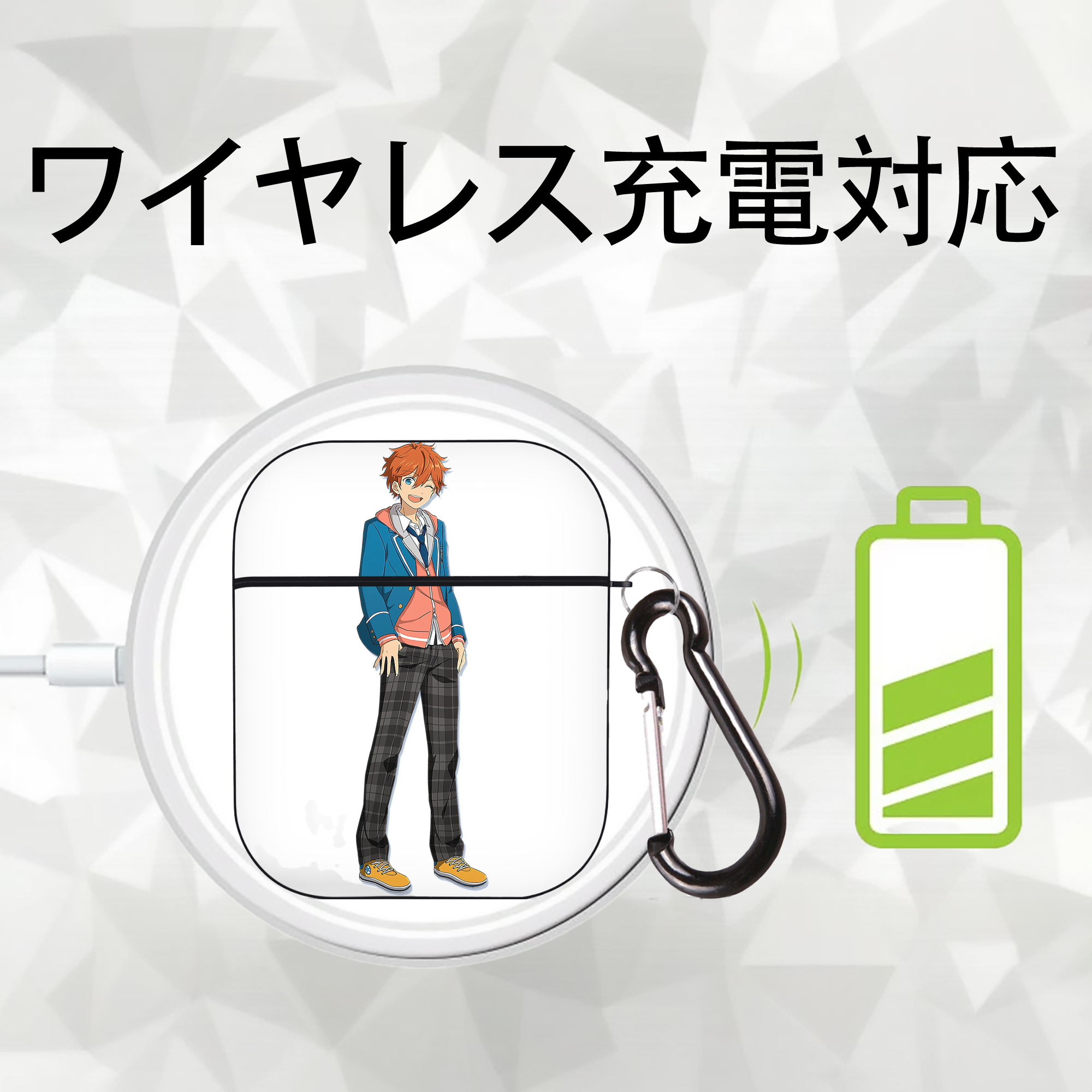 あんさんぶるスターズ! Ensemble Stars AirPods 第2世代保護ケース ハードシェル ブラック 耐衝撃・防指紋・カラビナ付き