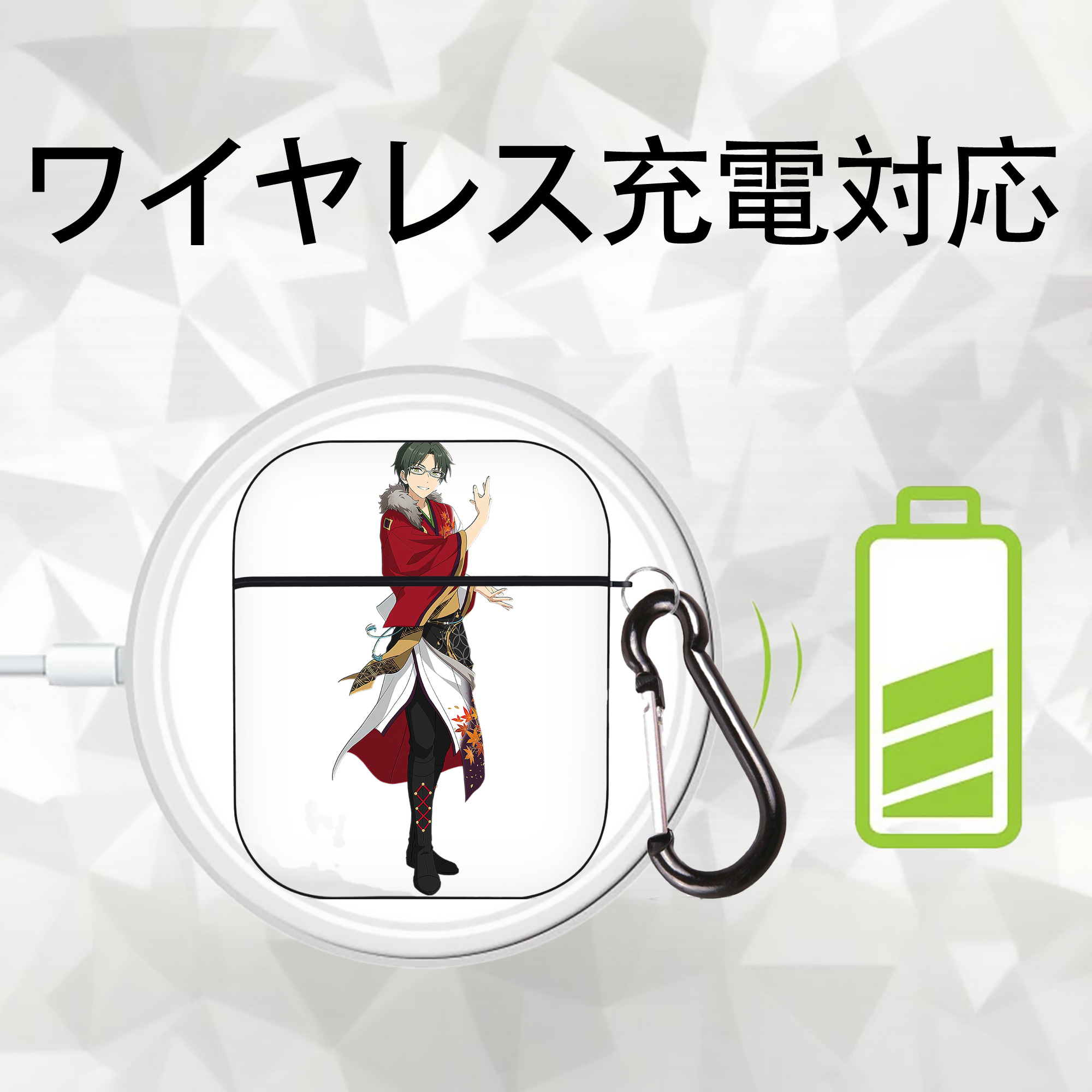 あんさんぶるスターズ! Ensemble Stars AirPods 第2世代保護ケース ハードシェル ブラック 耐衝撃・防指紋・カラビナ付き