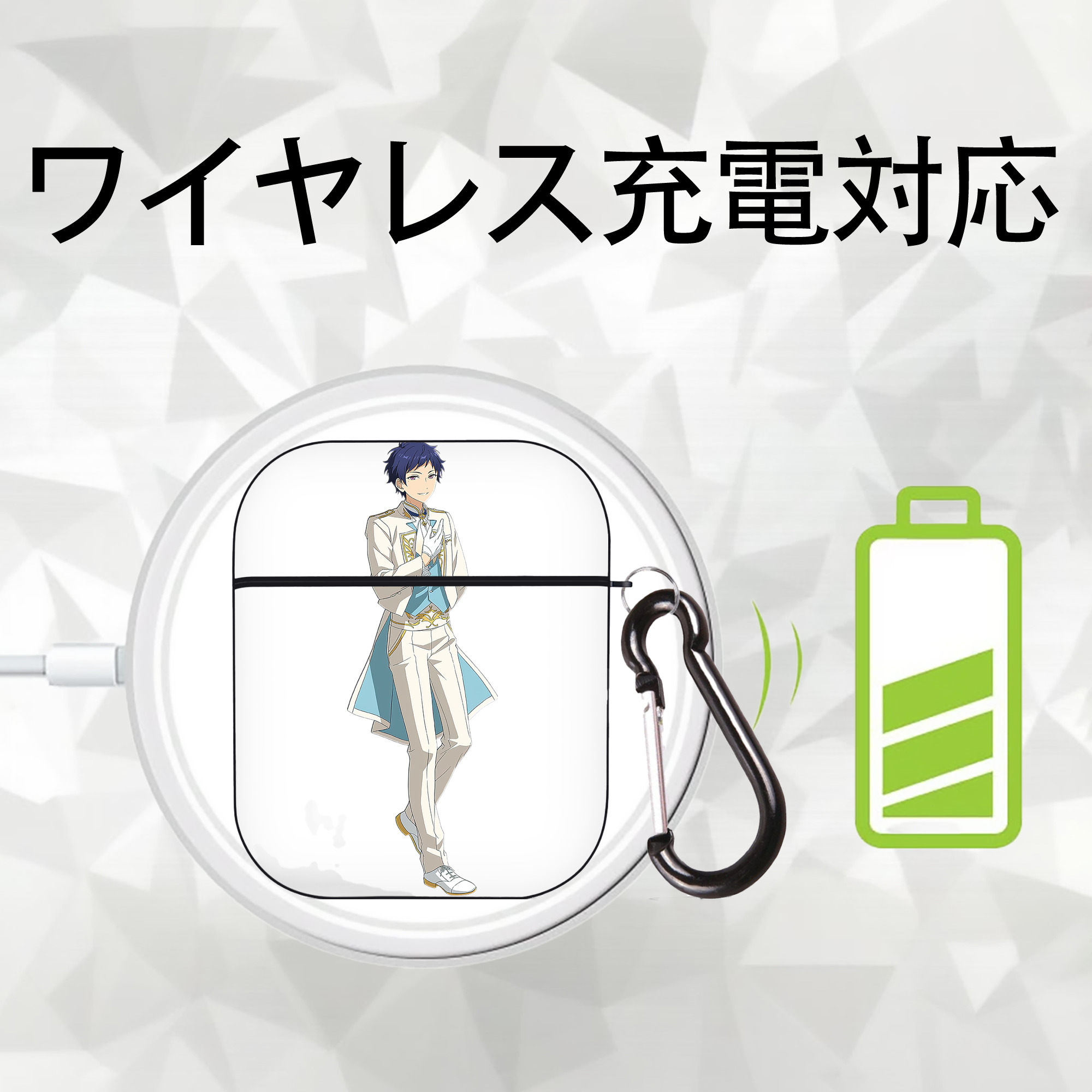 あんさんぶるスターズ! Ensemble Stars AirPods 第2世代保護ケース ハードシェル ブラック 耐衝撃・防指紋・カラビナ付き