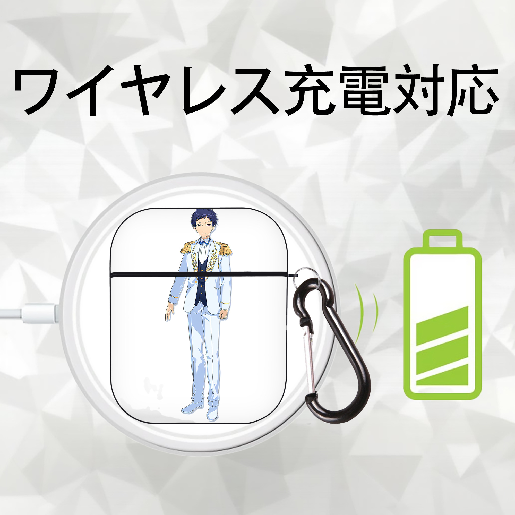 あんさんぶるスターズ! Ensemble Stars AirPods 第2世代保護ケース ハードシェル ブラック 耐衝撃・防指紋・カラビナ付き