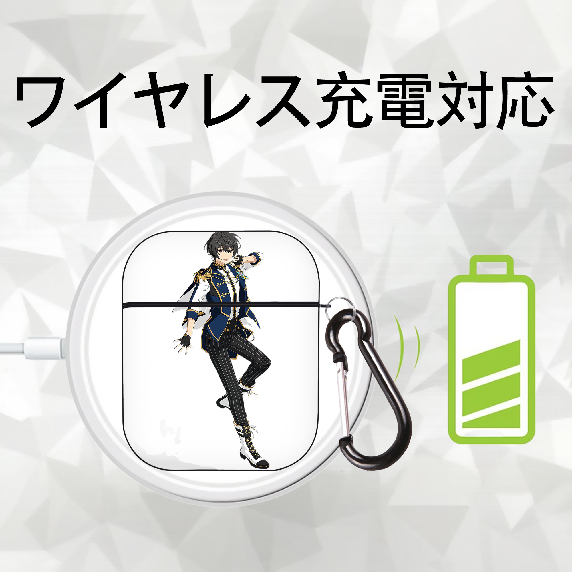 あんさんぶるスターズ! Ensemble Stars AirPods 第2世代保護ケース ハードシェル ブラック 耐衝撃・防指紋・カラビナ付き