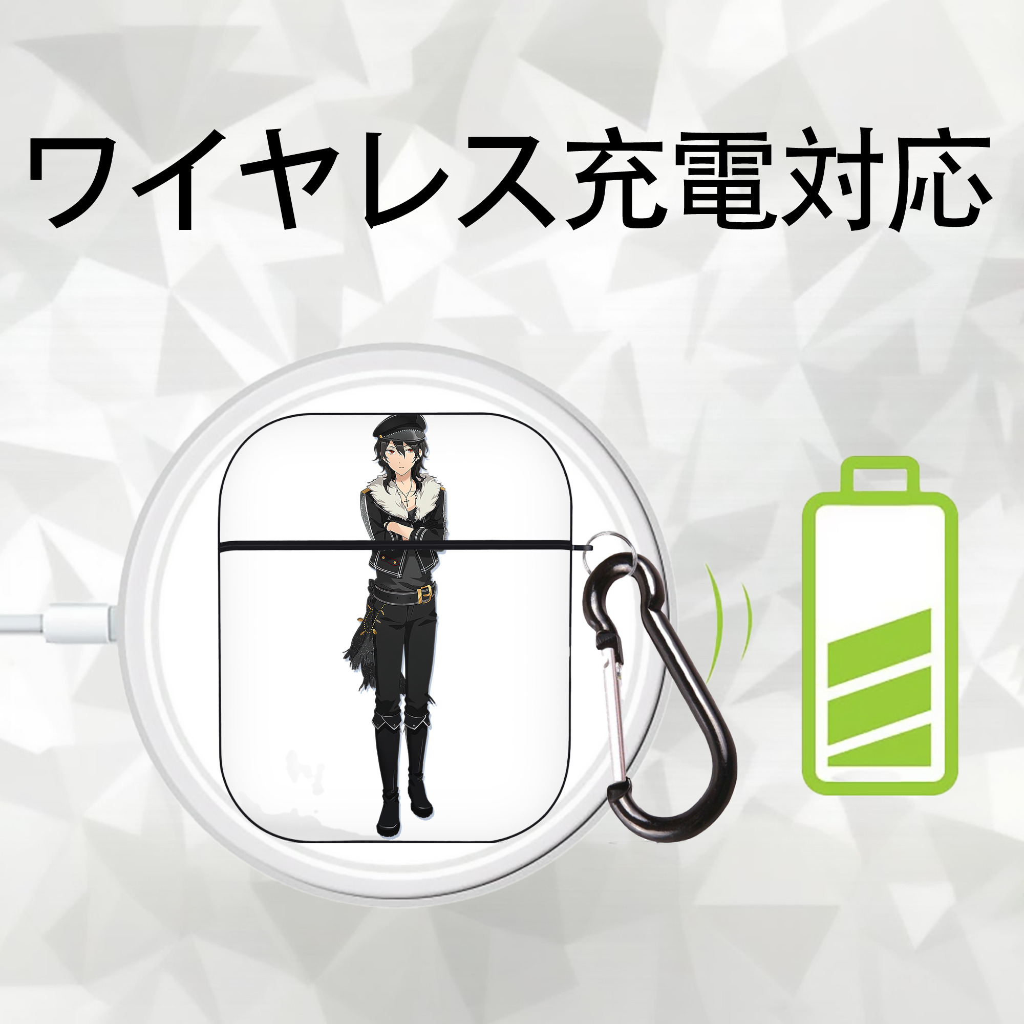 あんさんぶるスターズ! Ensemble Stars AirPods 第2世代保護ケース ハードシェル ブラック 耐衝撃・防指紋・カラビナ付き