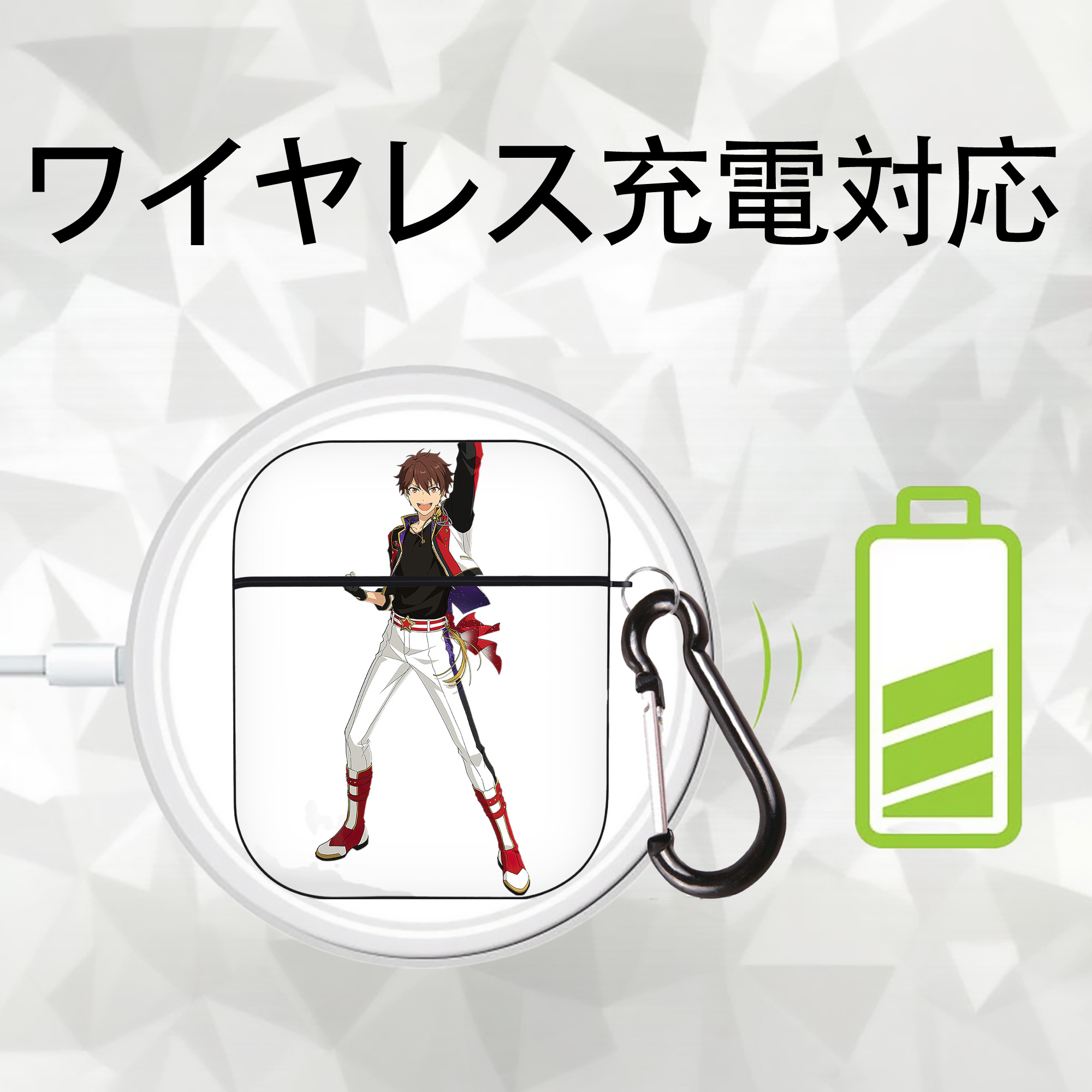 あんさんぶるスターズ! Ensemble Stars AirPods 第2世代保護ケース ハードシェル ブラック 耐衝撃・防指紋・カラビナ付き