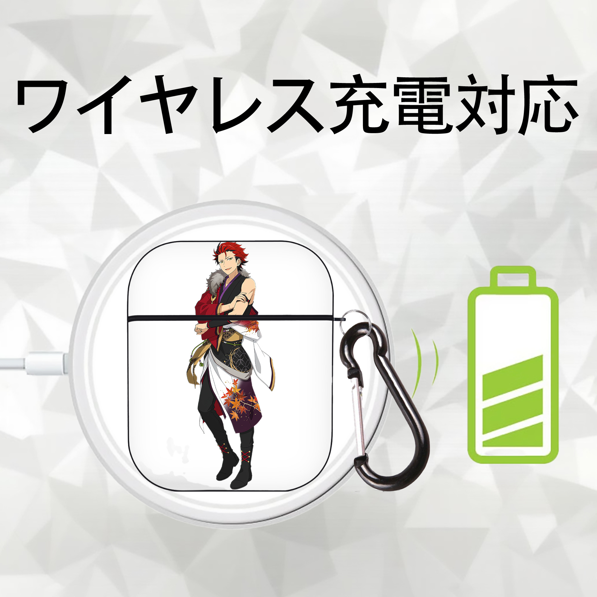 あんさんぶるスターズ! Ensemble Stars AirPods 第2世代保護ケース ハードシェル ブラック 耐衝撃・防指紋・カラビナ付き