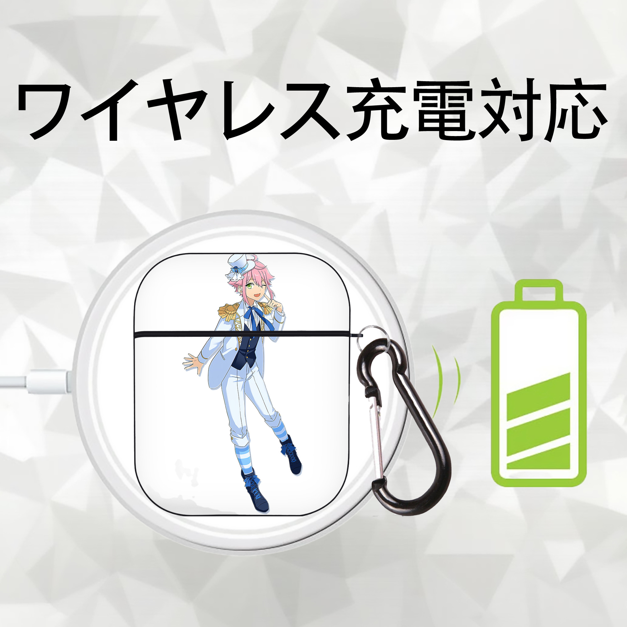 あんさんぶるスターズ! Ensemble Stars AirPods 第2世代保護ケース ハードシェル ブラック 耐衝撃・防指紋・カラビナ付き