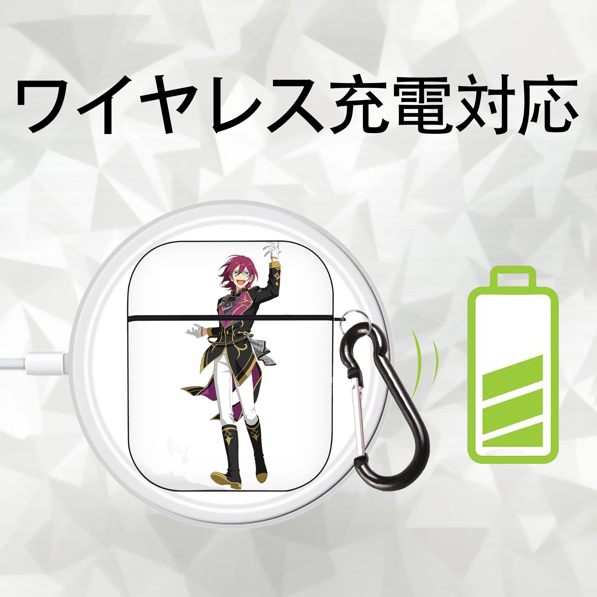 あんさんぶるスターズ! Ensemble Stars AirPods 第2世代保護ケース ハードシェル ブラック 耐衝撃・防指紋・カラビナ付き
