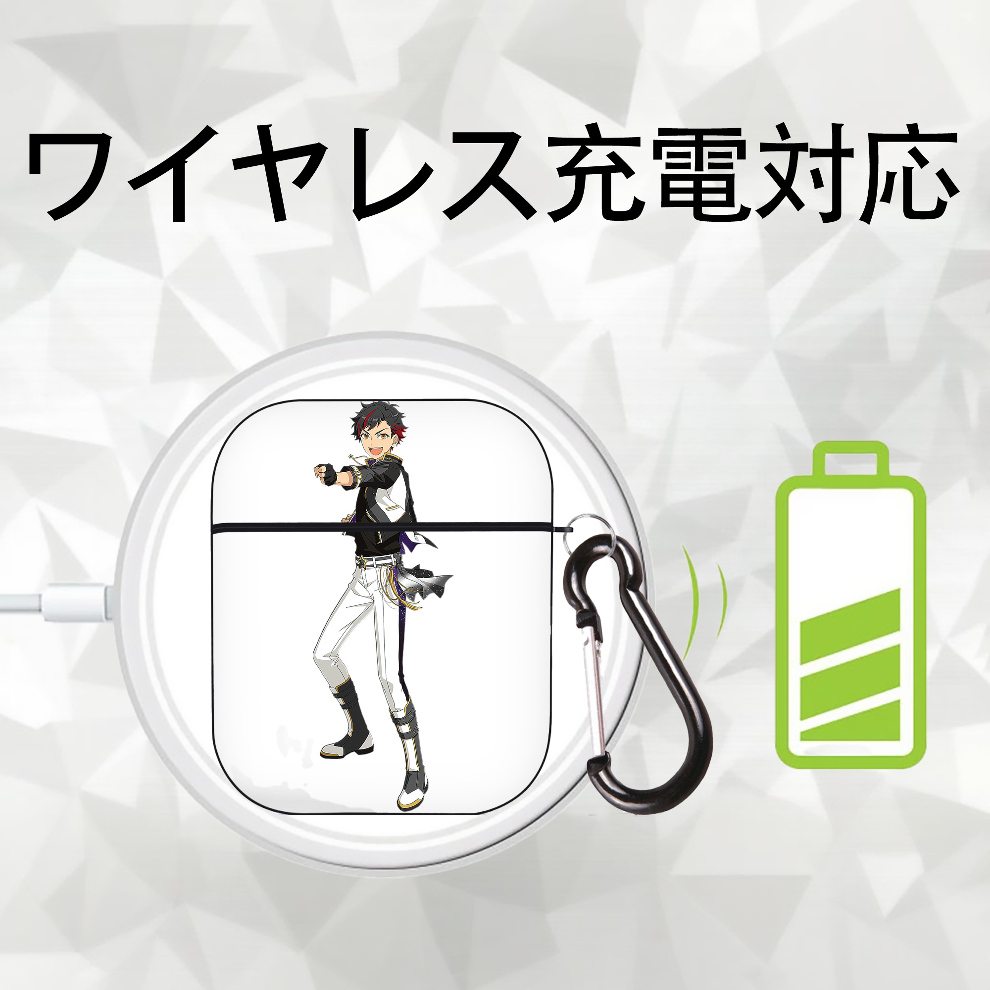 あんさんぶるスターズ! Ensemble Stars AirPods 第2世代保護ケース ハードシェル ブラック 耐衝撃・防指紋・カラビナ付き
