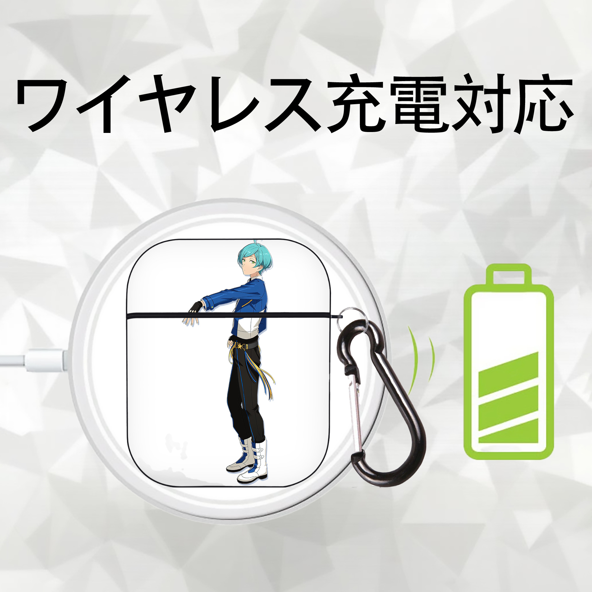 あんさんぶるスターズ! Ensemble Stars AirPods 第2世代保護ケース ハードシェル ブラック 耐衝撃・防指紋・カラビナ付き