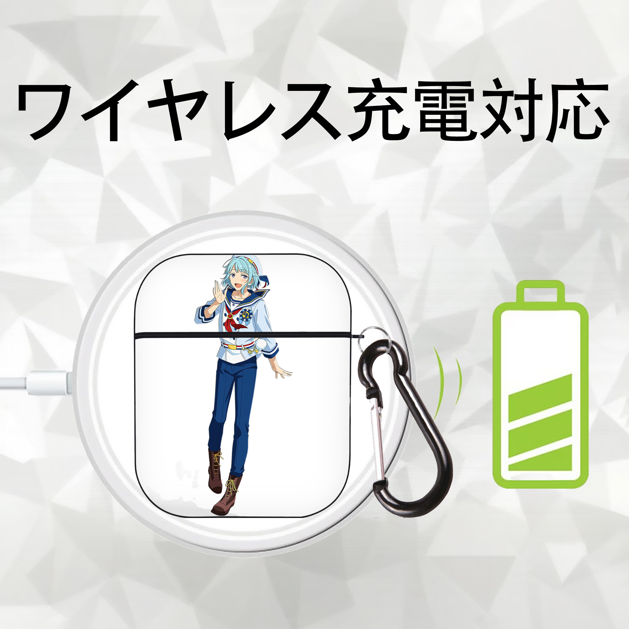 あんさんぶるスターズ! Ensemble Stars AirPods 第2世代保護ケース ハードシェル ブラック 耐衝撃・防指紋・カラビナ付き