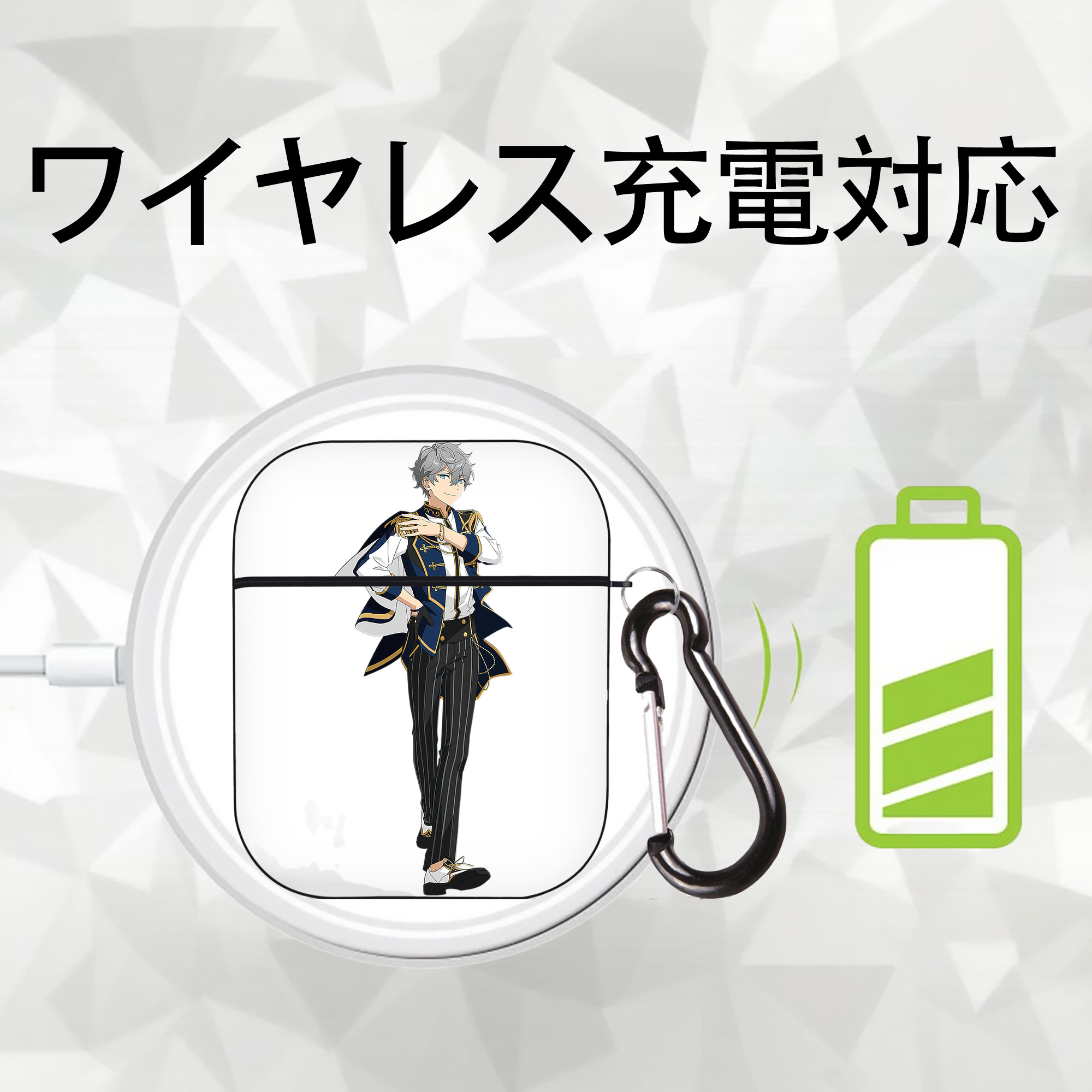 あんさんぶるスターズ! Ensemble Stars AirPods 第2世代保護ケース ハードシェル ブラック 耐衝撃・防指紋・カラビナ付き