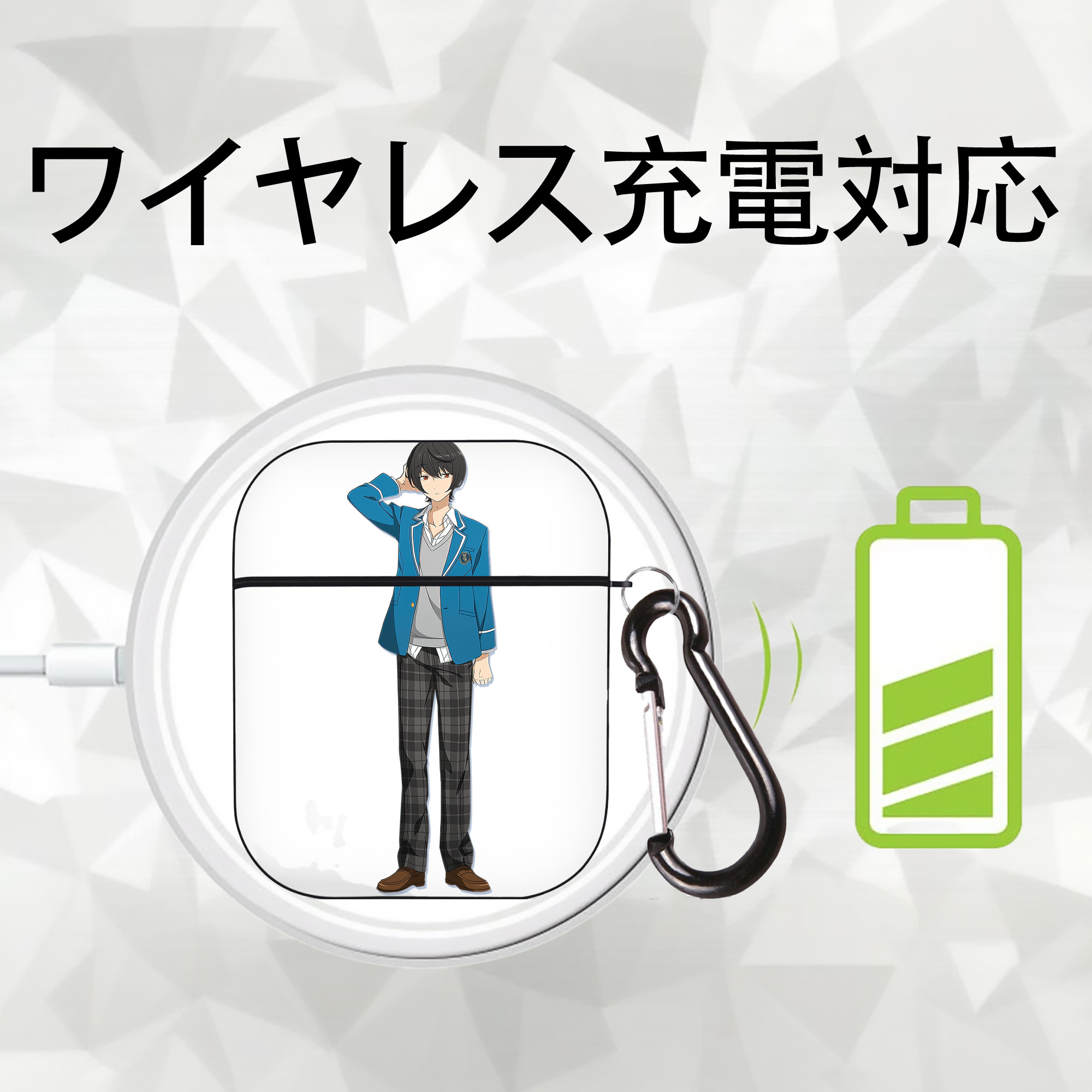 あんさんぶるスターズ! Ensemble Stars AirPods 第2世代保護ケース ハードシェル ブラック 耐衝撃・防指紋・カラビナ付き