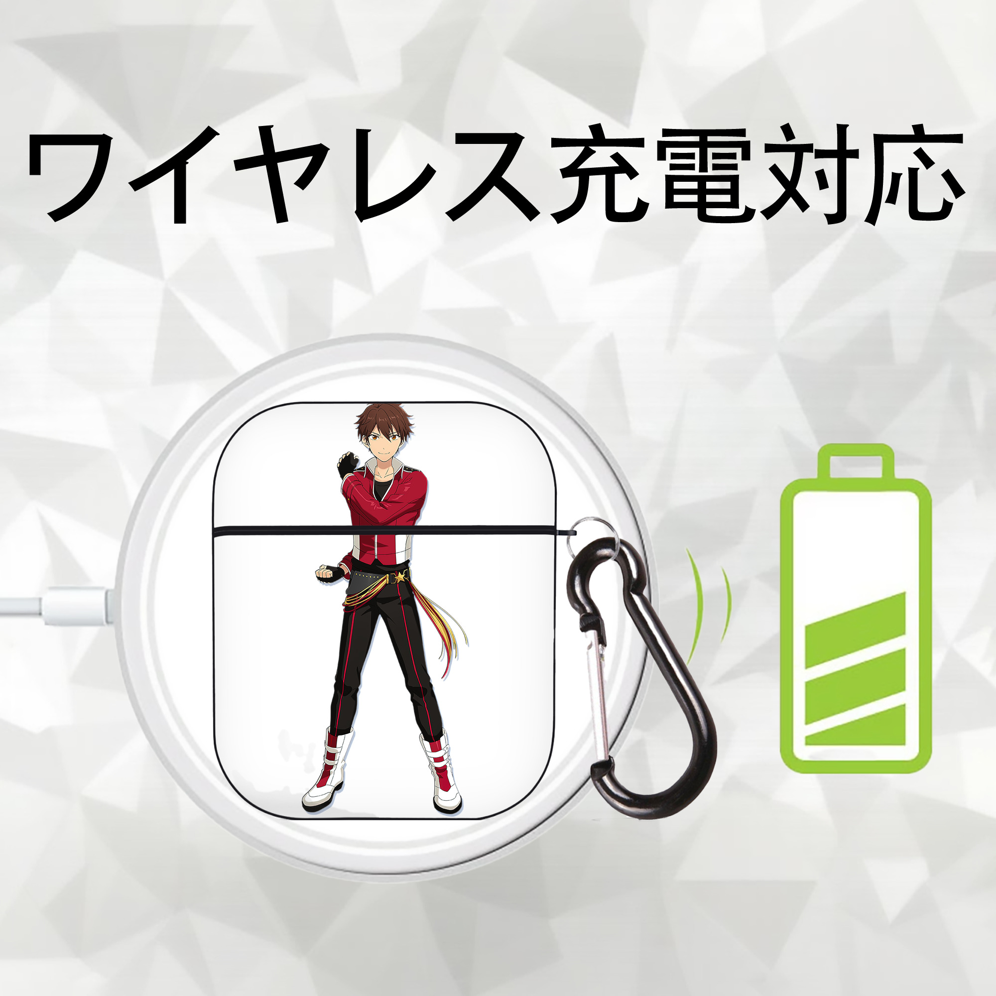 あんさんぶるスターズ! Ensemble Stars AirPods 第2世代保護ケース ハードシェル ブラック 耐衝撃・防指紋・カラビナ付き