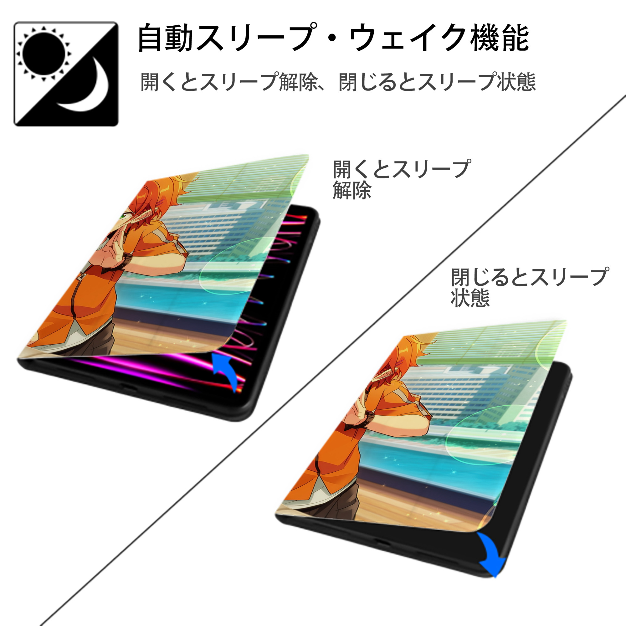 あんさんぶるスターズ! Ensemble Stars IPad ケース ブック型 PUレザー TPU 耐衝撃 軽量 薄型 ペン収納なし 全面保護 IPad 各モデル対応