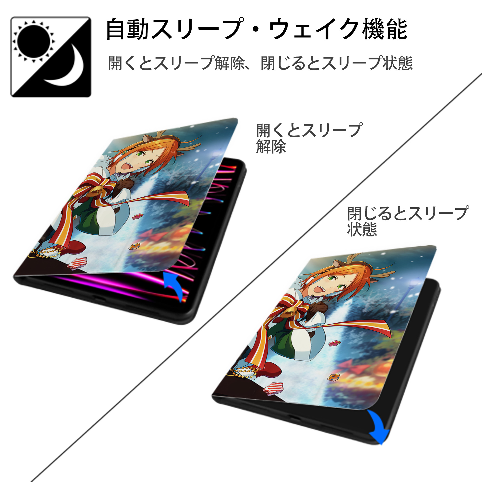 あんさんぶるスターズ! Ensemble Stars IPad ケース ブック型 PUレザー TPU 耐衝撃 軽量 薄型 ペン収納なし 全面保護 IPad 各モデル対応