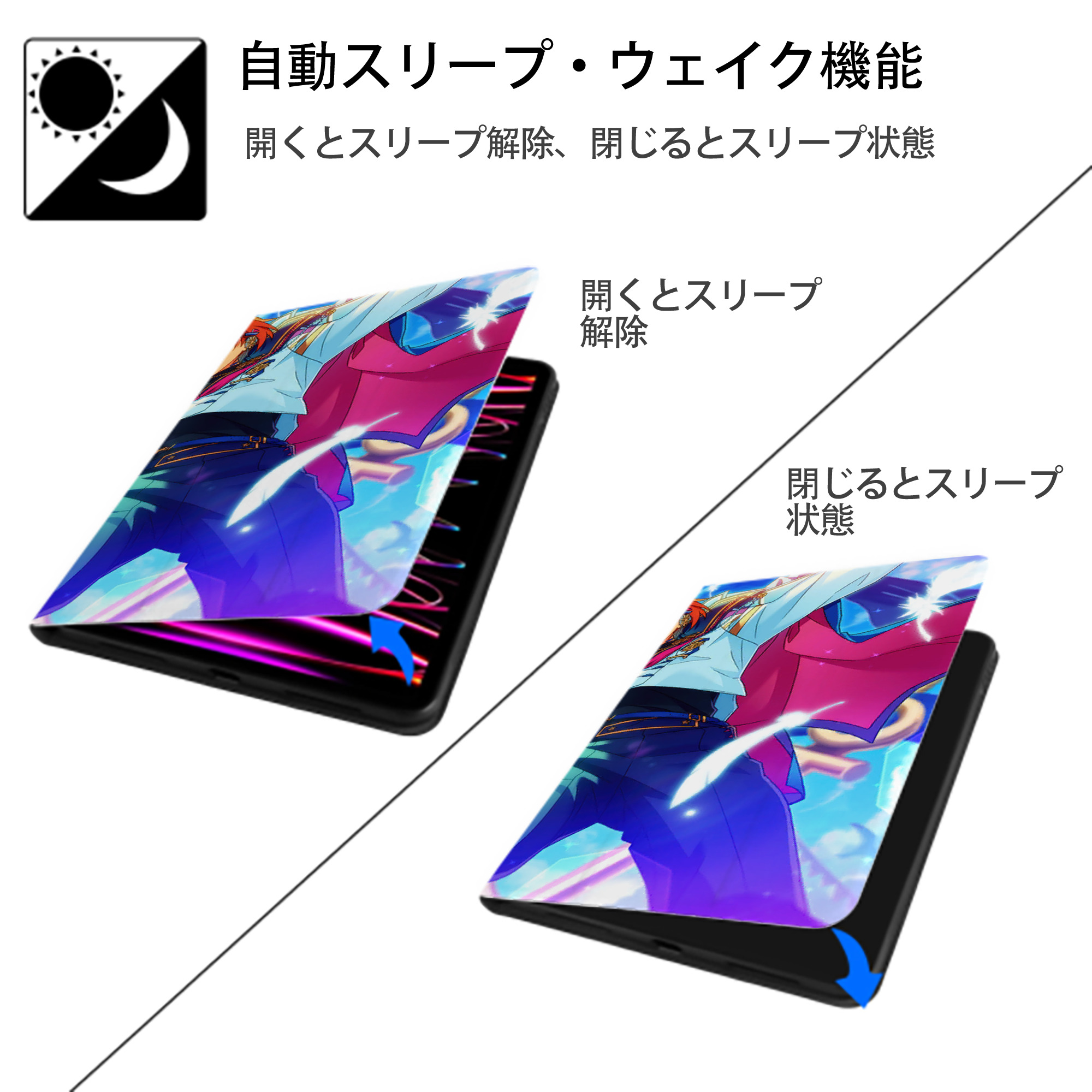 あんさんぶるスターズ! Ensemble Stars IPad ケース ブック型 PUレザー TPU 耐衝撃 軽量 薄型 ペン収納なし 全面保護 IPad 各モデル対応