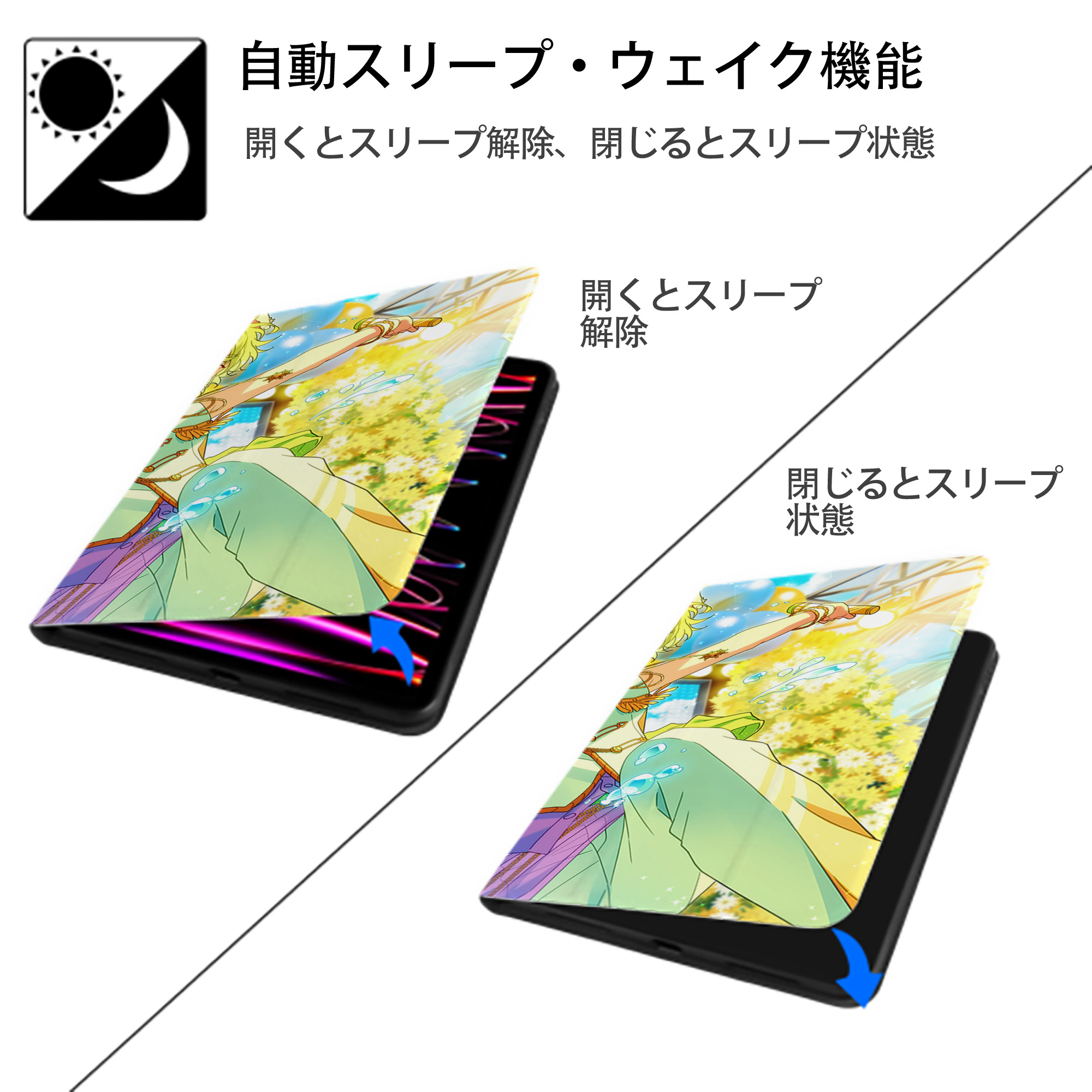 あんさんぶるスターズ! Ensemble Stars IPad ケース ブック型 PUレザー TPU 耐衝撃 軽量 薄型 ペン収納なし 全面保護 IPad 各モデル対応