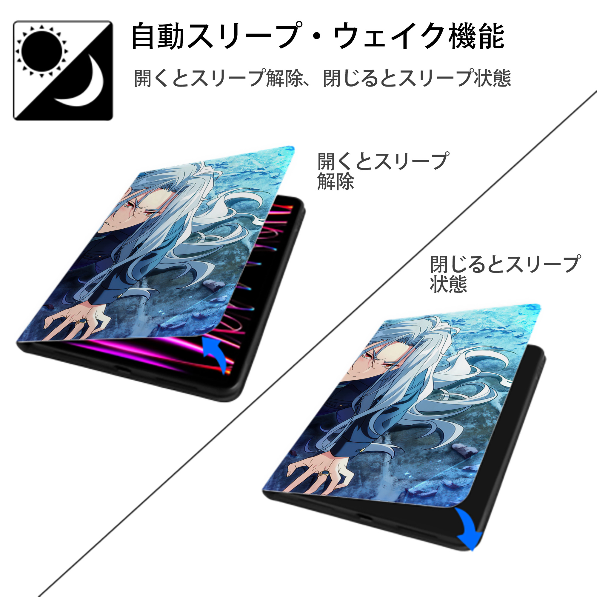 あんさんぶるスターズ! Ensemble Stars IPad ケース ブック型 PUレザー TPU 耐衝撃 軽量 薄型 ペン収納なし 全面保護 IPad 各モデル対応