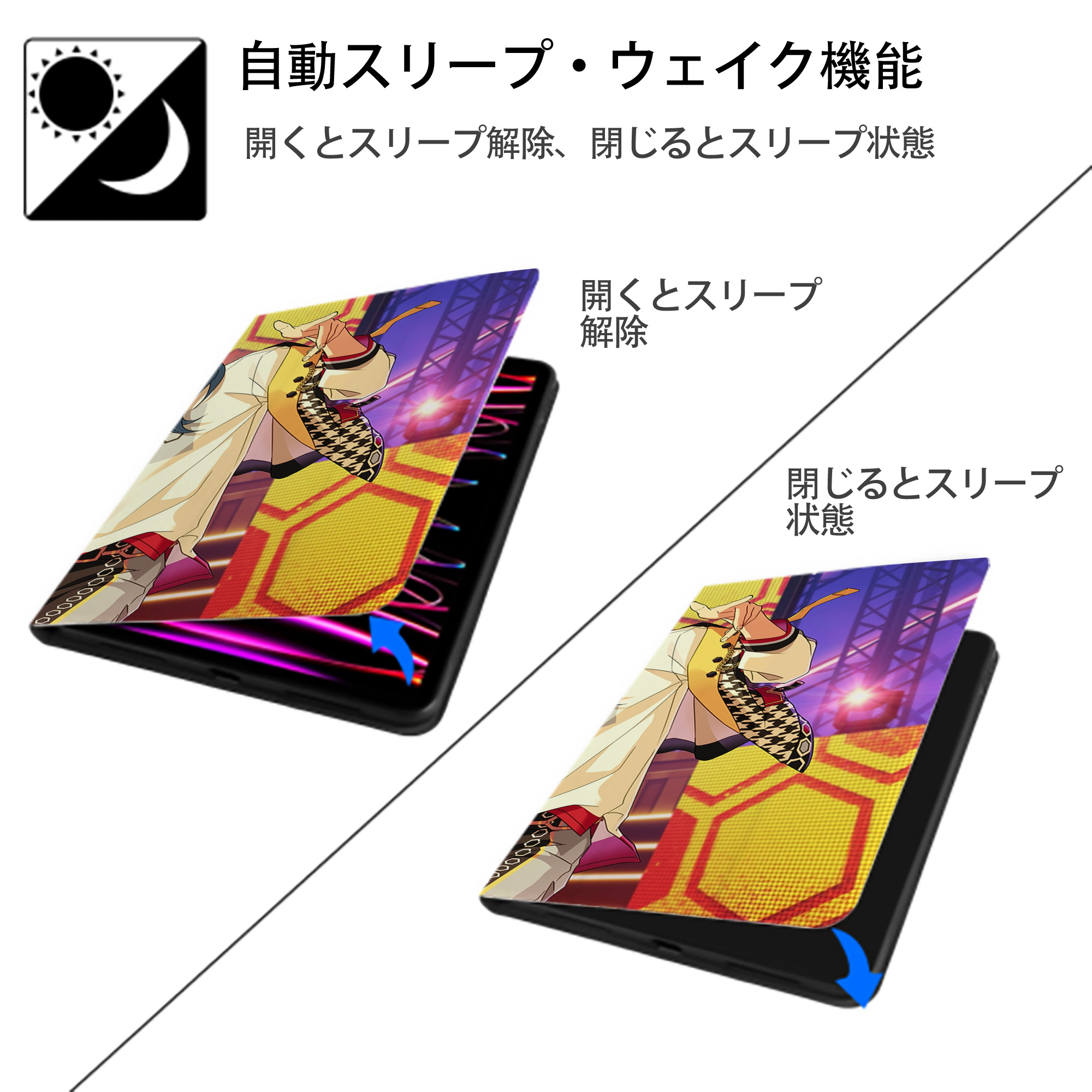 あんさんぶるスターズ! Ensemble Stars IPad ケース ブック型 PUレザー TPU 耐衝撃 軽量 薄型 ペン収納なし 全面保護 IPad 各モデル対応