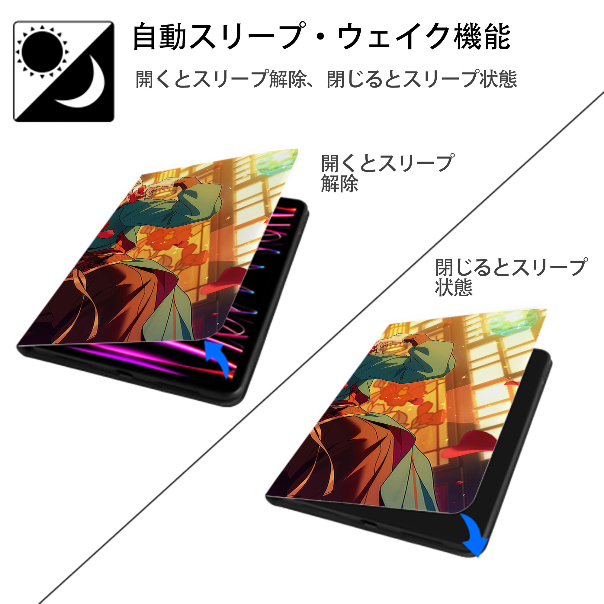 あんさんぶるスターズ! Ensemble Stars IPad ケース ブック型 PUレザー TPU 耐衝撃 軽量 薄型 ペン収納なし 全面保護 IPad 各モデル対応