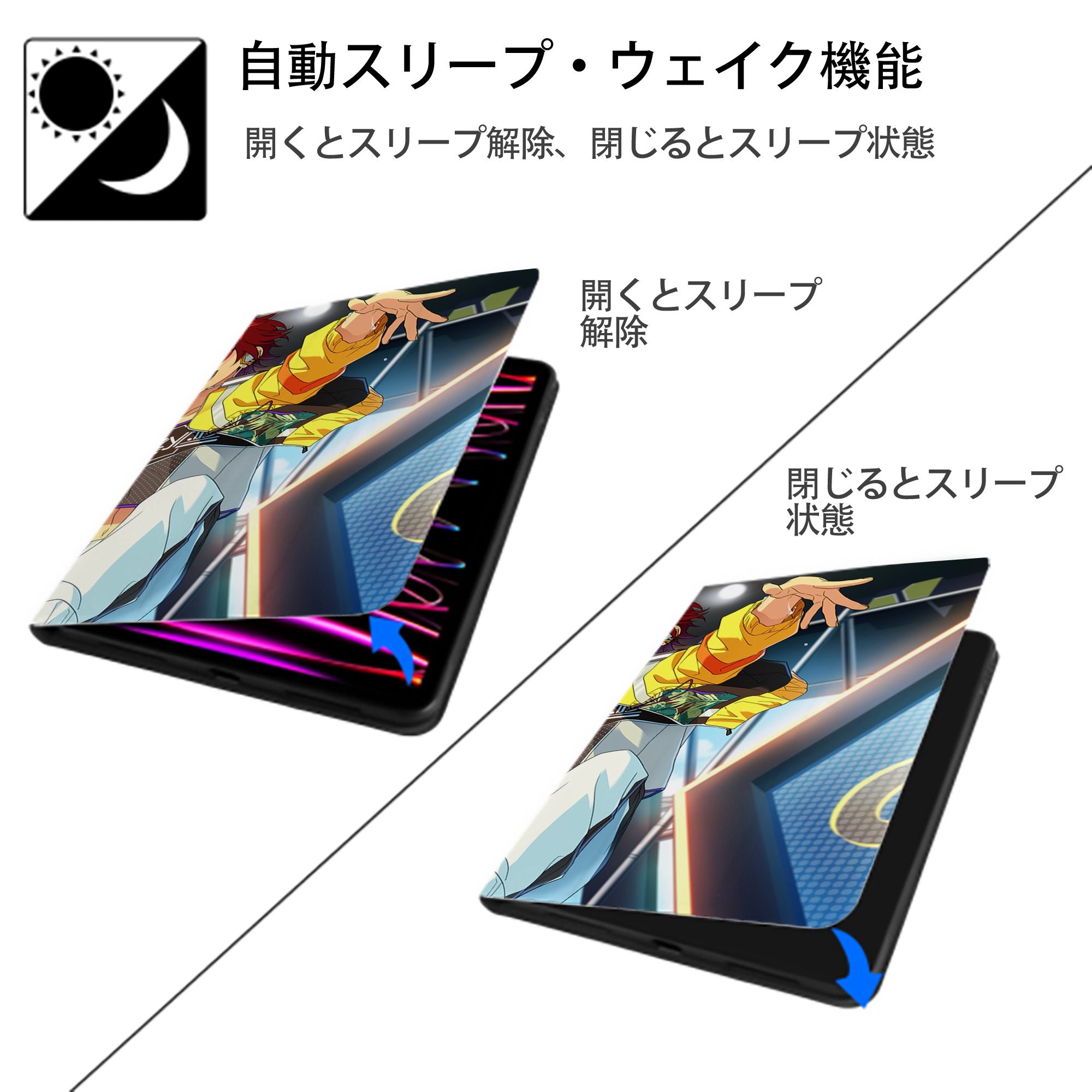 あんさんぶるスターズ! Ensemble Stars IPad ケース ブック型 PUレザー TPU 耐衝撃 軽量 薄型 ペン収納なし 全面保護 IPad 各モデル対応
