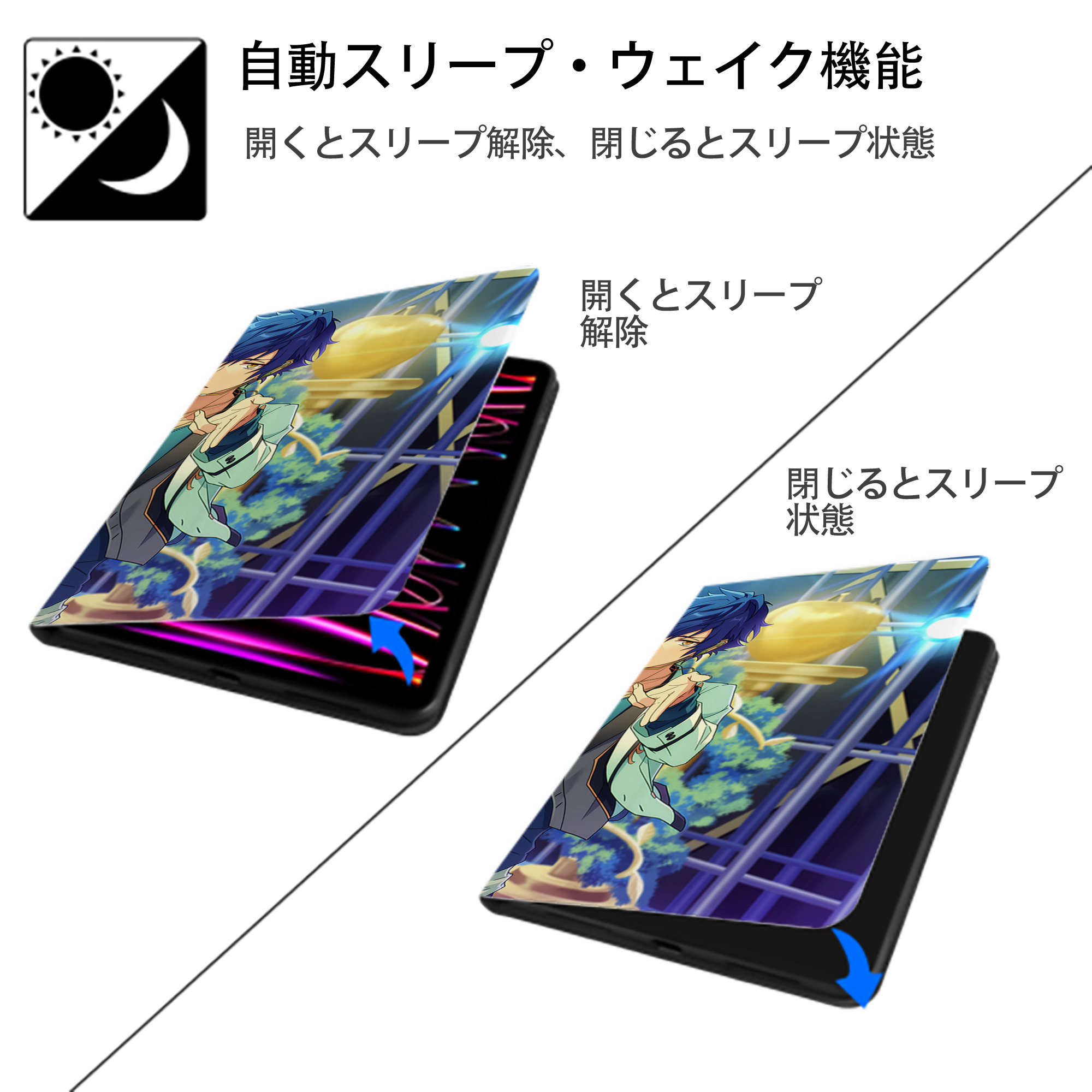 あんさんぶるスターズ! Ensemble Stars IPad ケース ブック型 PUレザー TPU 耐衝撃 軽量 薄型 ペン収納なし 全面保護 IPad 各モデル対応