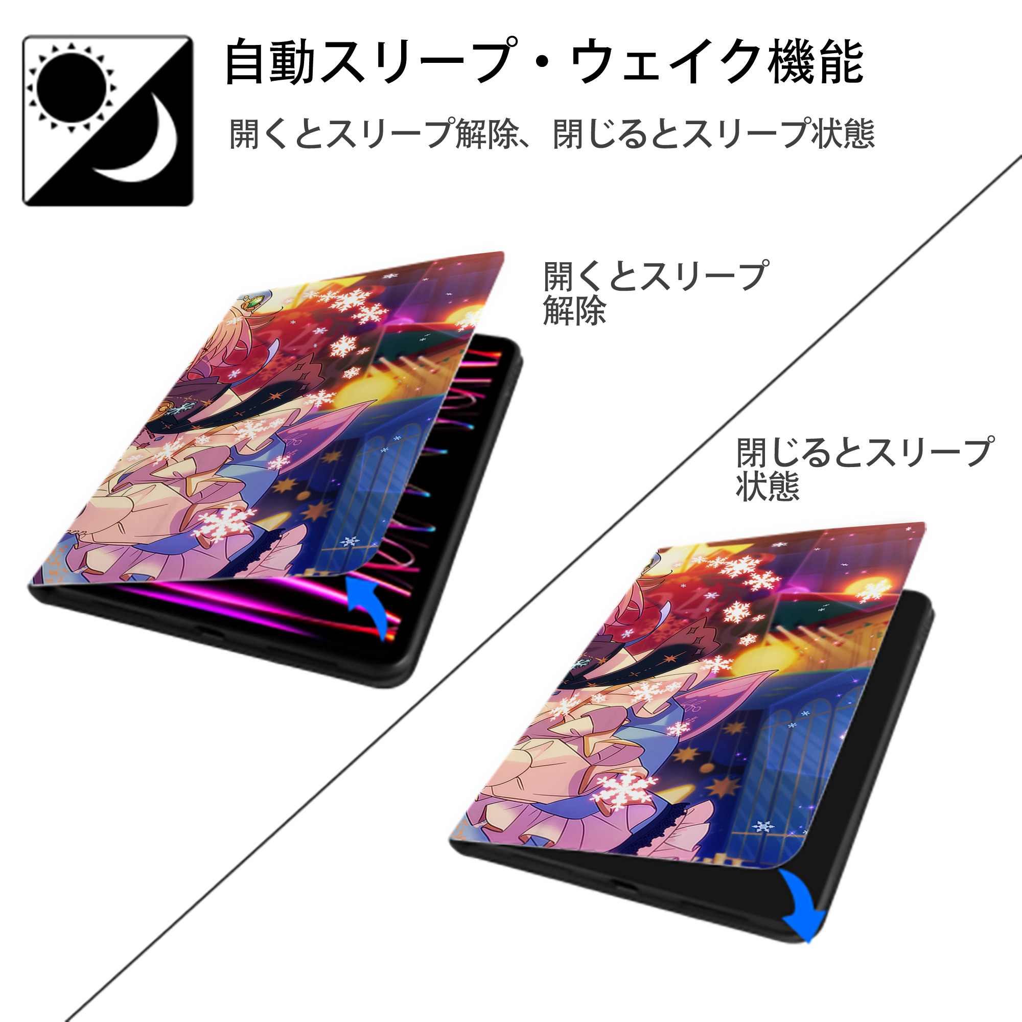 あんさんぶるスターズ! Ensemble Stars IPad ケース ブック型 PUレザー TPU 耐衝撃 軽量 薄型 ペン収納なし 全面保護 IPad 各モデル対応