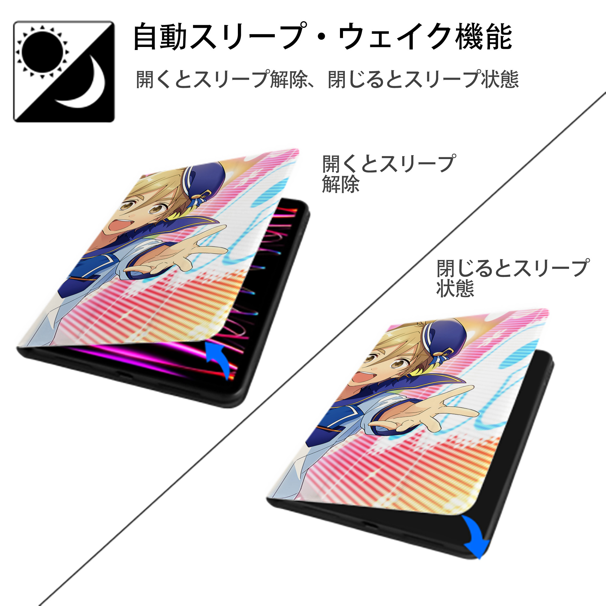 あんさんぶるスターズ! Ensemble Stars IPad ケース ブック型 PUレザー TPU 耐衝撃 軽量 薄型 ペン収納なし 全面保護 IPad 各モデル対応