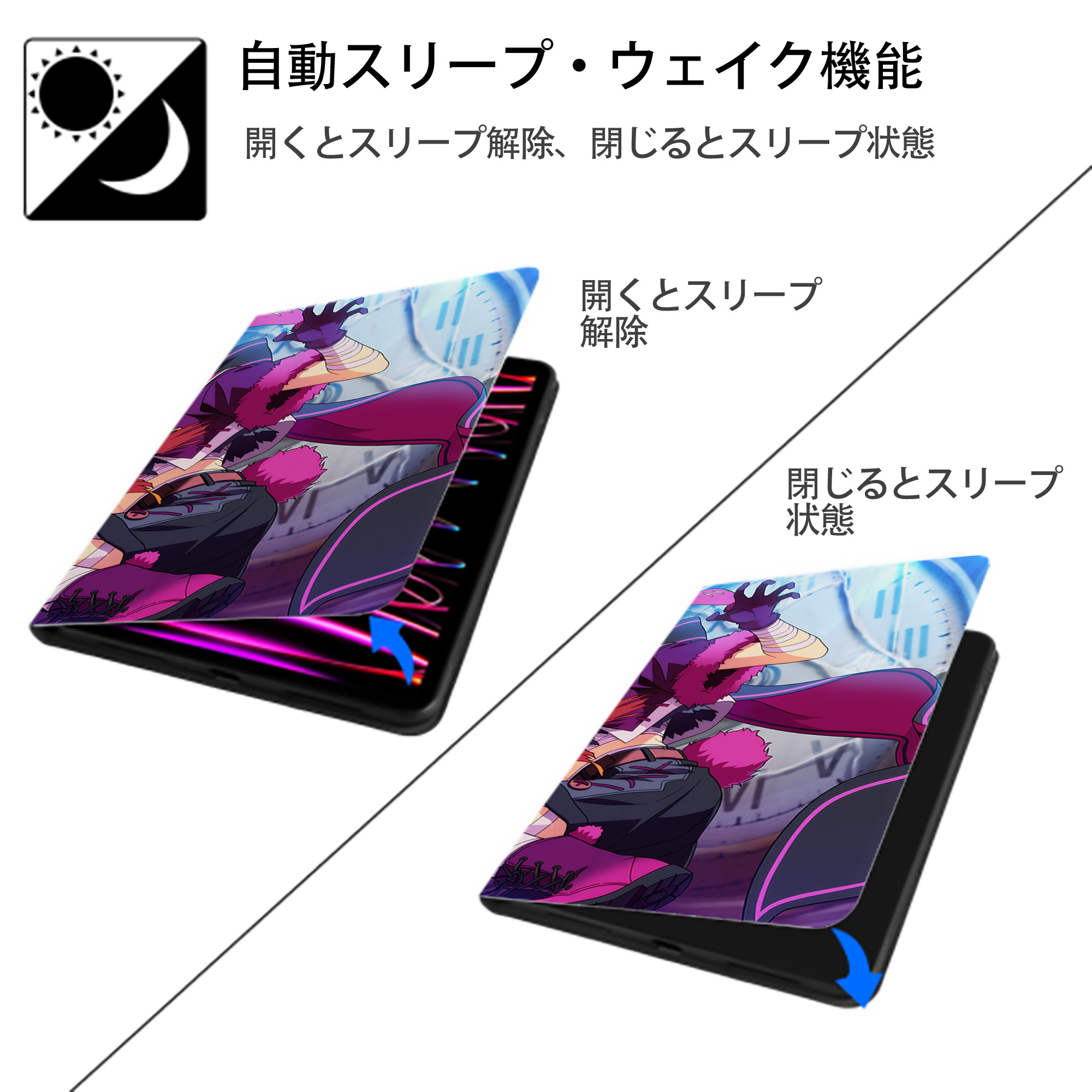 あんさんぶるスターズ! Ensemble Stars IPad ケース ブック型 PUレザー TPU 耐衝撃 軽量 薄型 ペン収納なし 全面保護 IPad 各モデル対応
