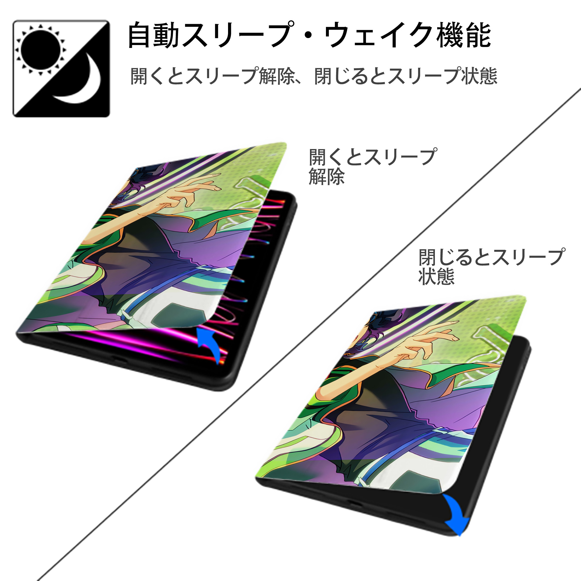 あんさんぶるスターズ! Ensemble Stars IPad ケース ブック型 PUレザー TPU 耐衝撃 軽量 薄型 ペン収納なし 全面保護 IPad 各モデル対応