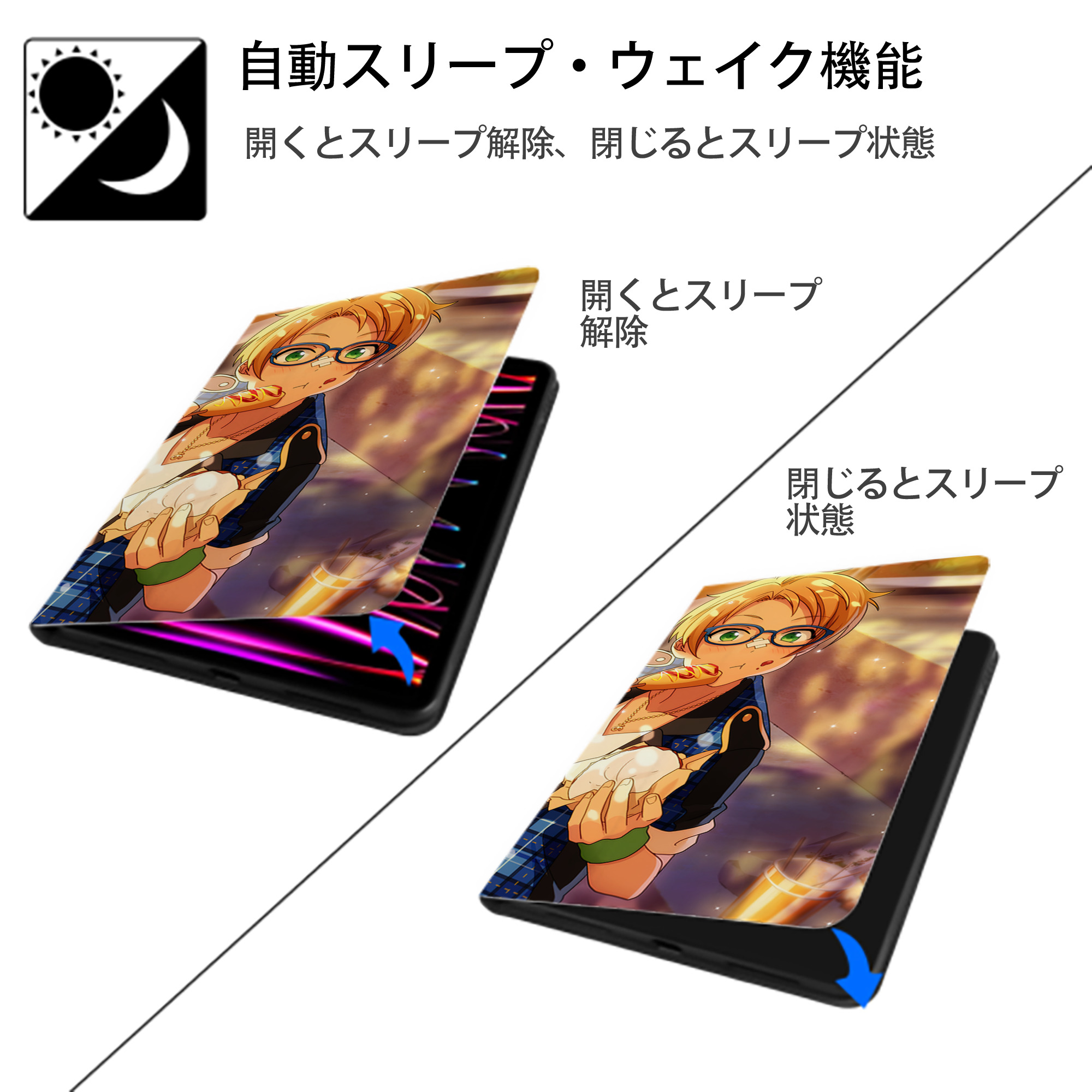 あんさんぶるスターズ! Ensemble Stars IPad ケース ブック型 PUレザー TPU 耐衝撃 軽量 薄型 ペン収納なし 全面保護 IPad 各モデル対応