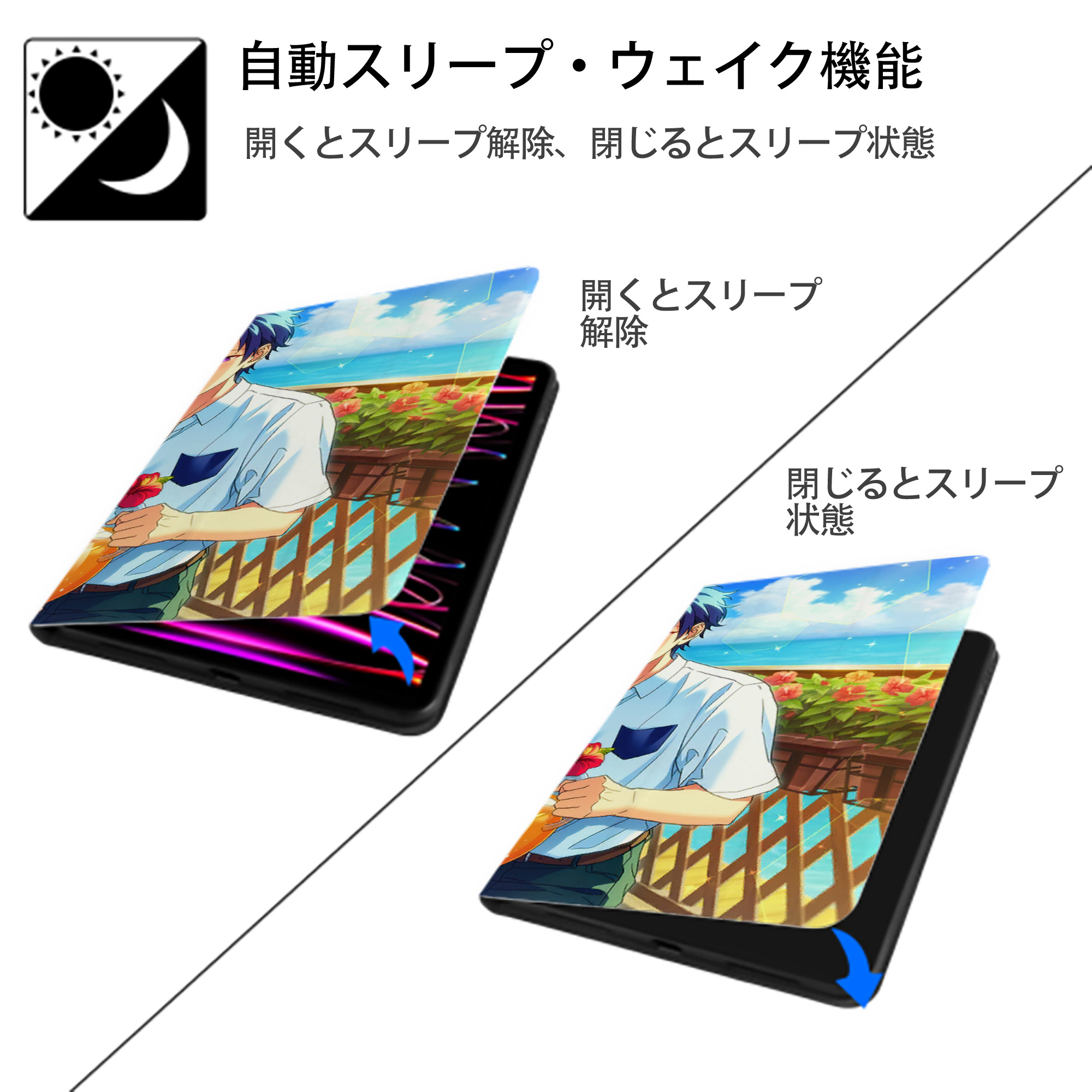 あんさんぶるスターズ! Ensemble Stars IPad ケース ブック型 PUレザー TPU 耐衝撃 軽量 薄型 ペン収納なし 全面保護 IPad 各モデル対応