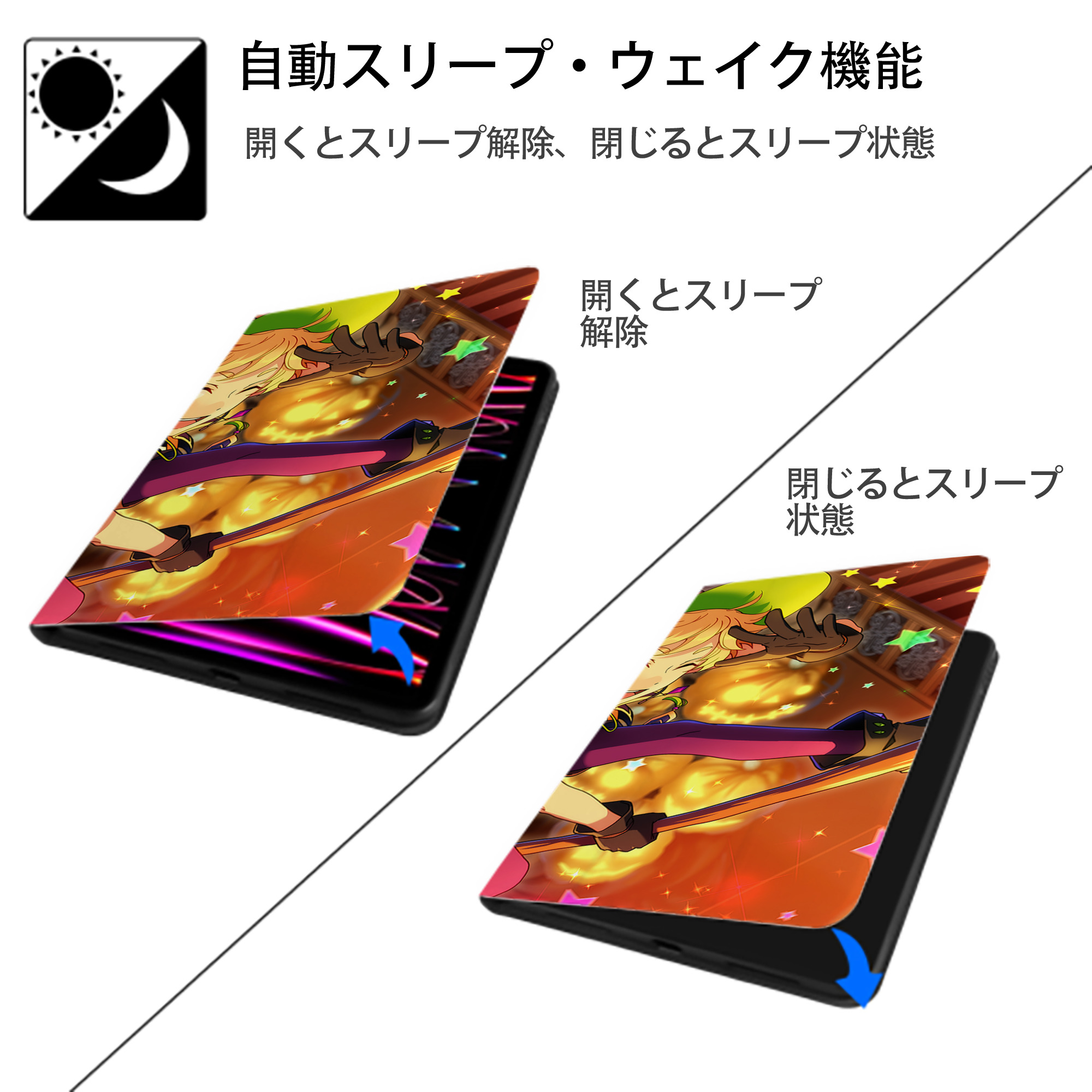 あんさんぶるスターズ! Ensemble Stars IPad ケース ブック型 PUレザー TPU 耐衝撃 軽量 薄型 ペン収納なし 全面保護 IPad 各モデル対応
