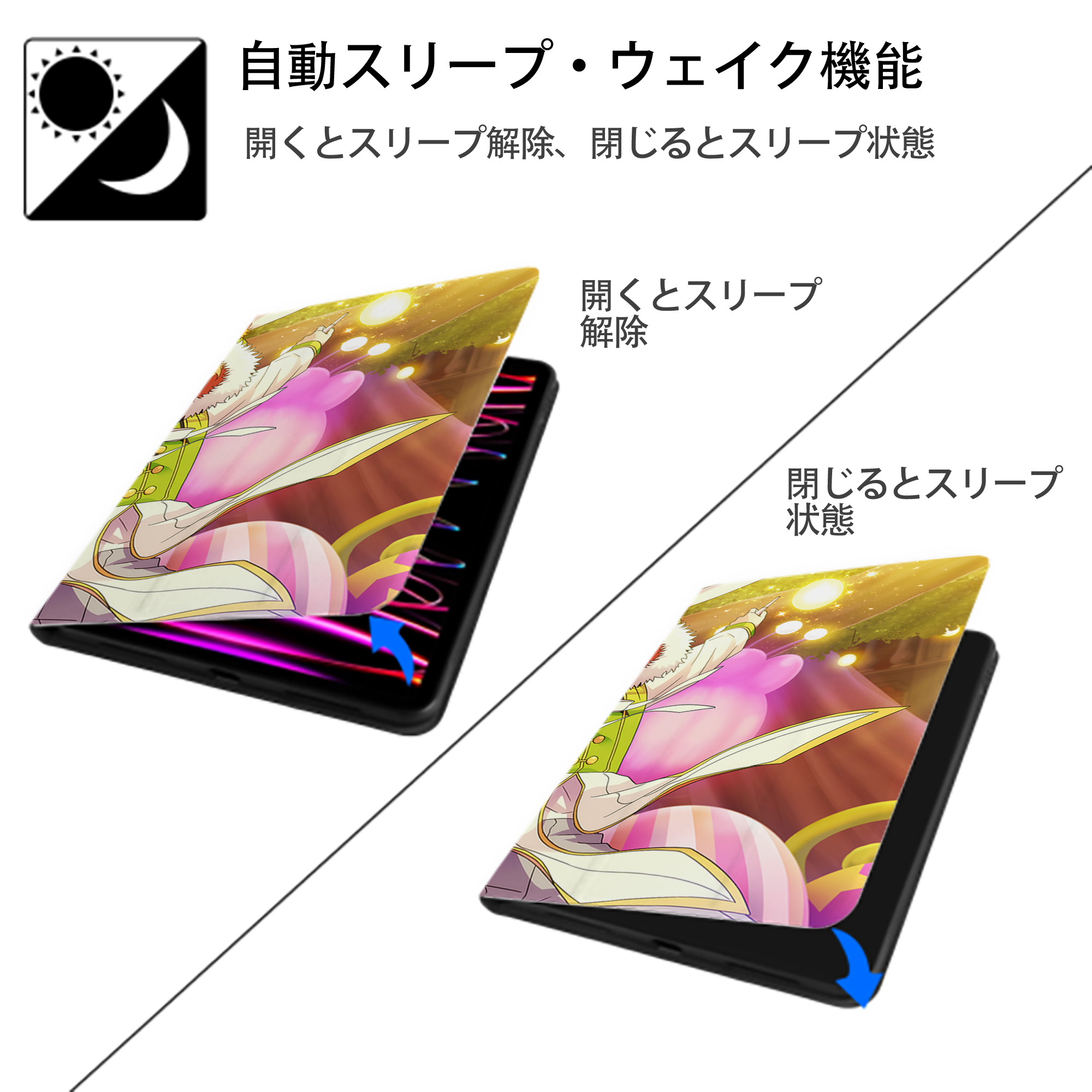 あんさんぶるスターズ! Ensemble Stars IPad ケース ブック型 PUレザー TPU 耐衝撃 軽量 薄型 ペン収納なし 全面保護 IPad 各モデル対応