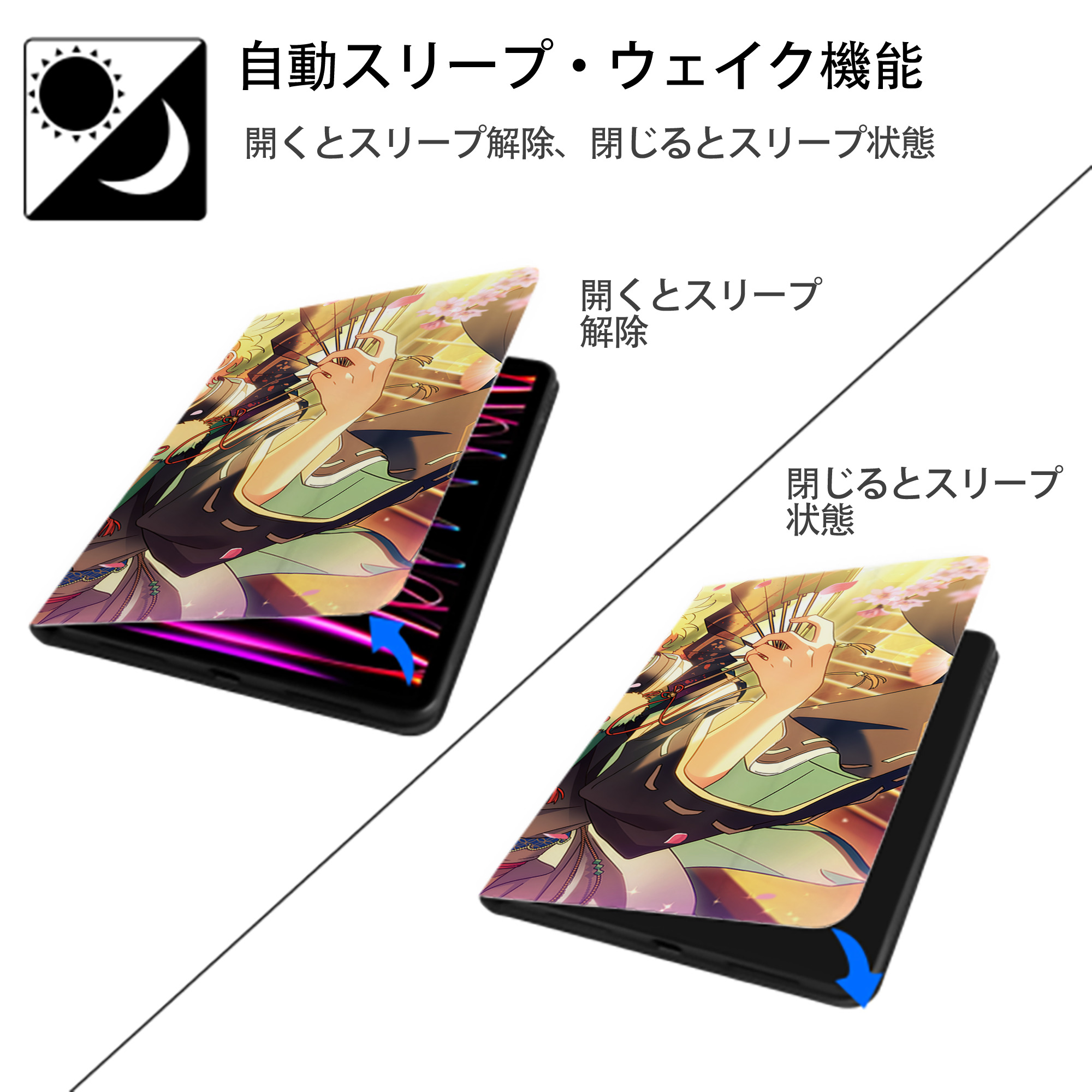 あんさんぶるスターズ! Ensemble Stars IPad ケース ブック型 PUレザー TPU 耐衝撃 軽量 薄型 ペン収納なし 全面保護 IPad 各モデル対応