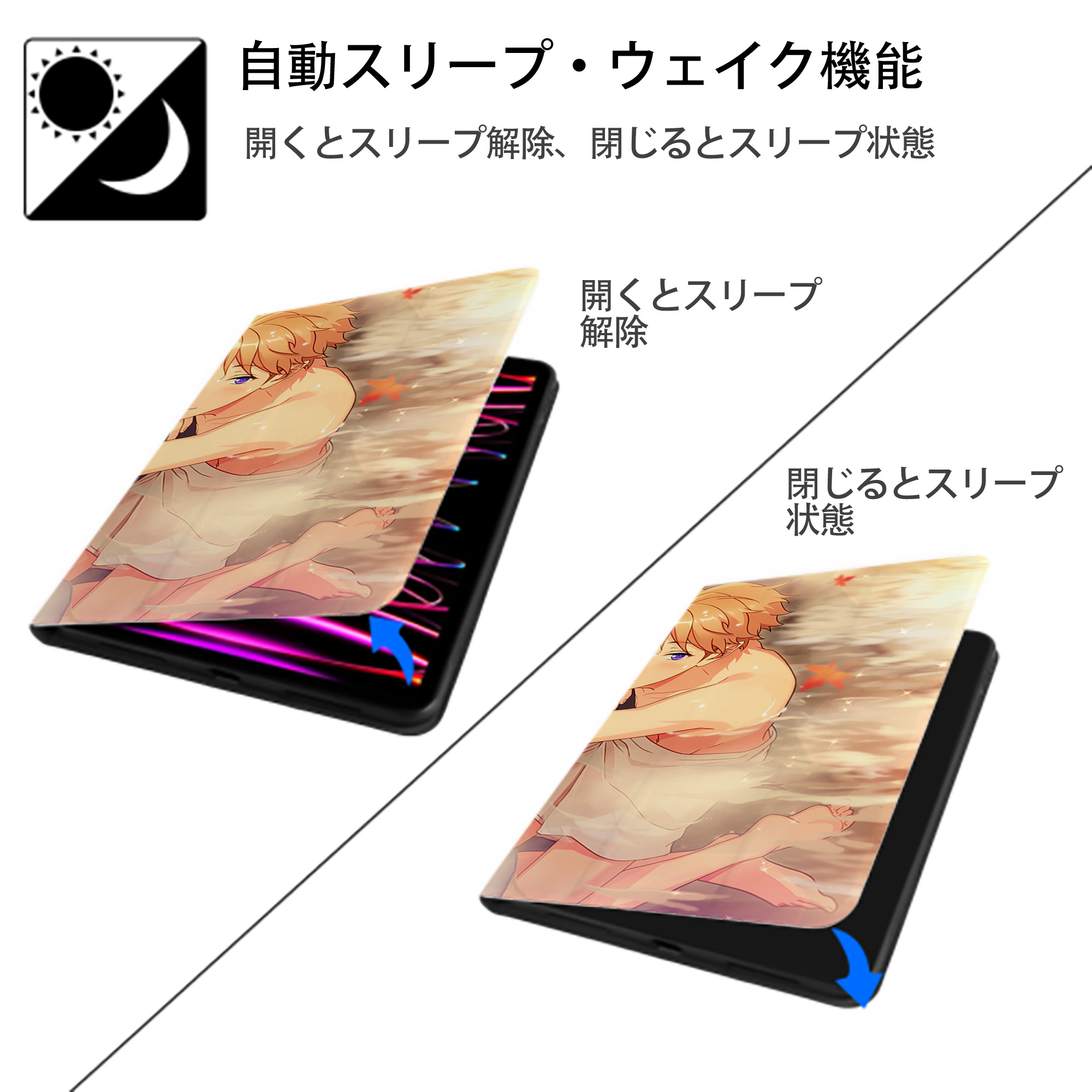 あんさんぶるスターズ! Ensemble Stars IPad ケース ブック型 PUレザー TPU 耐衝撃 軽量 薄型 ペン収納なし 全面保護 IPad 各モデル対応