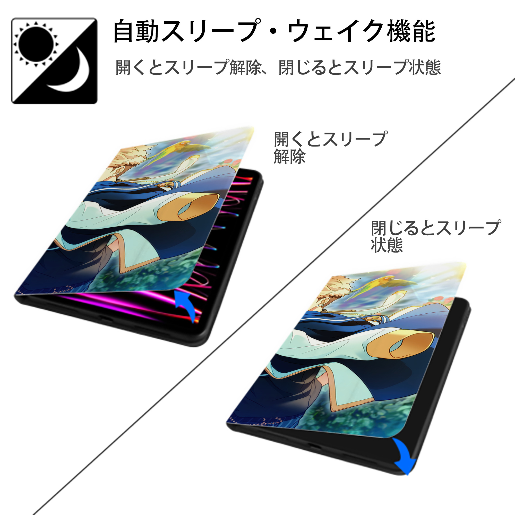 あんさんぶるスターズ! Ensemble Stars IPad ケース ブック型 PUレザー TPU 耐衝撃 軽量 薄型 ペン収納なし 全面保護 IPad 各モデル対応
