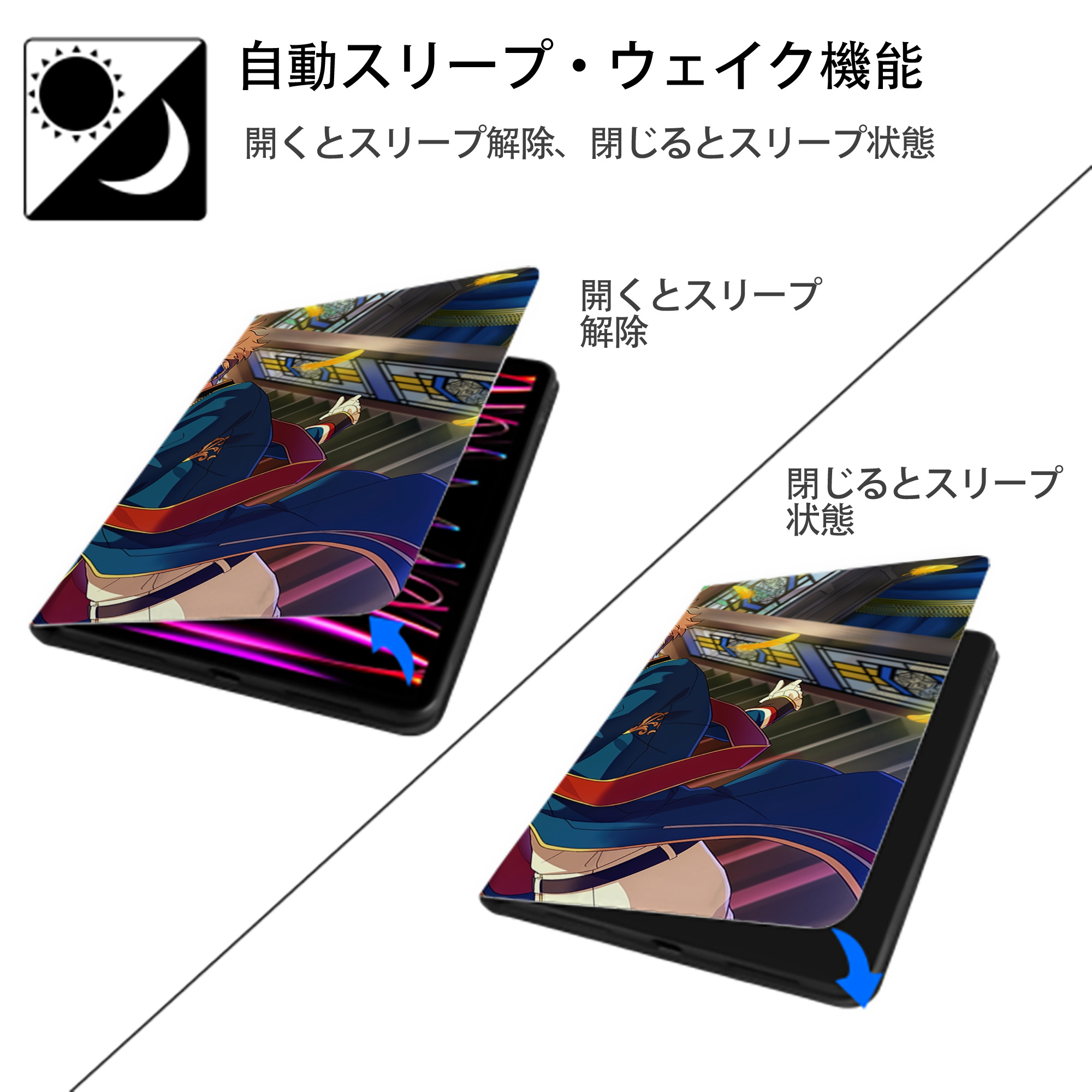 あんさんぶるスターズ! Ensemble Stars IPad ケース ブック型 PUレザー TPU 耐衝撃 軽量 薄型 ペン収納なし 全面保護 IPad 各モデル対応