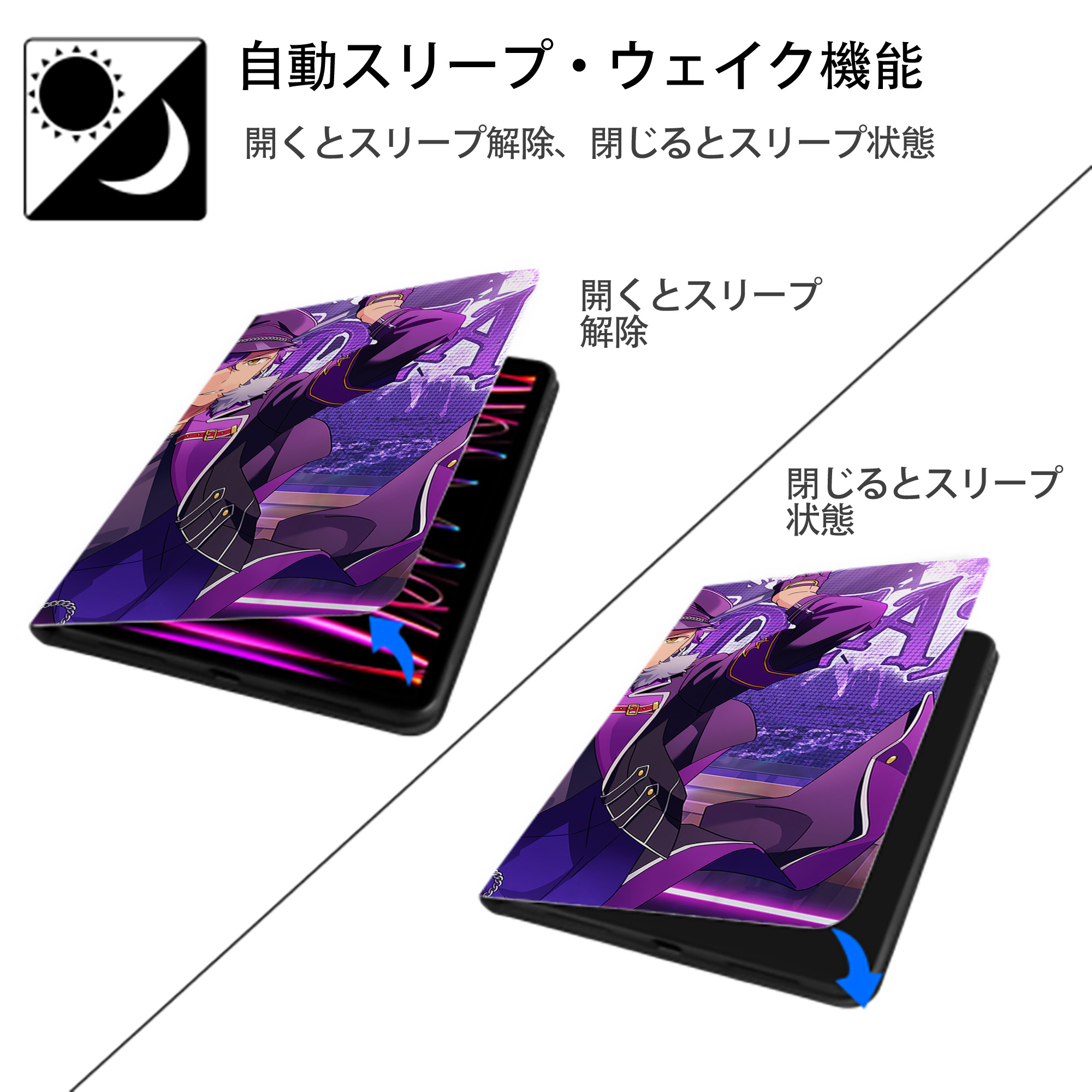 あんさんぶるスターズ! Ensemble Stars IPad ケース ブック型 PUレザー TPU 耐衝撃 軽量 薄型 ペン収納なし 全面保護 IPad 各モデル対応
