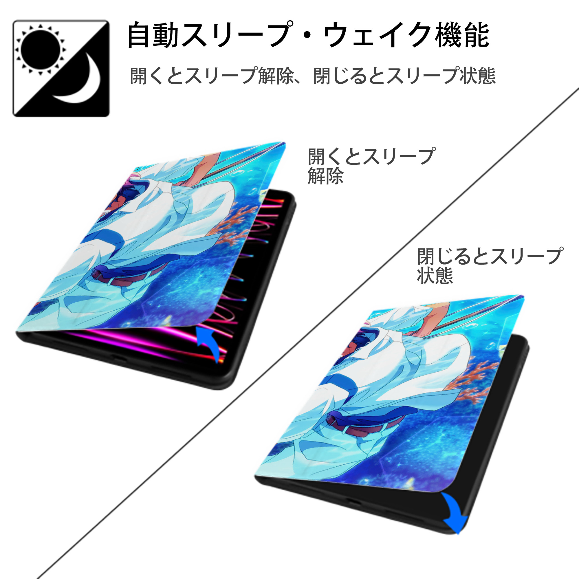 あんさんぶるスターズ! Ensemble Stars IPad ケース ブック型 PUレザー TPU 耐衝撃 軽量 薄型 ペン収納なし 全面保護 IPad 各モデル対応