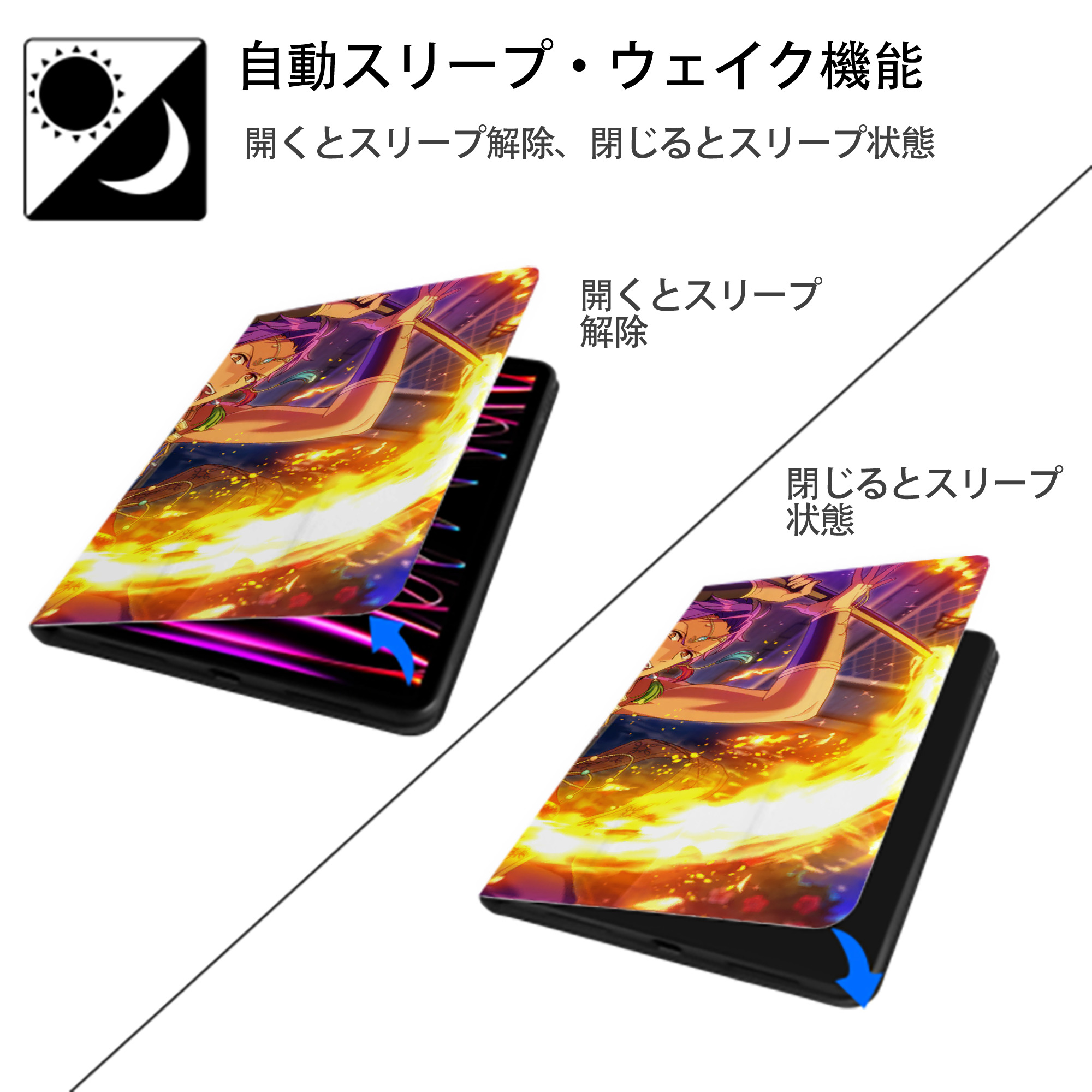 あんさんぶるスターズ! Ensemble Stars IPad ケース ブック型 PUレザー TPU 耐衝撃 軽量 薄型 ペン収納なし 全面保護 IPad 各モデル対応